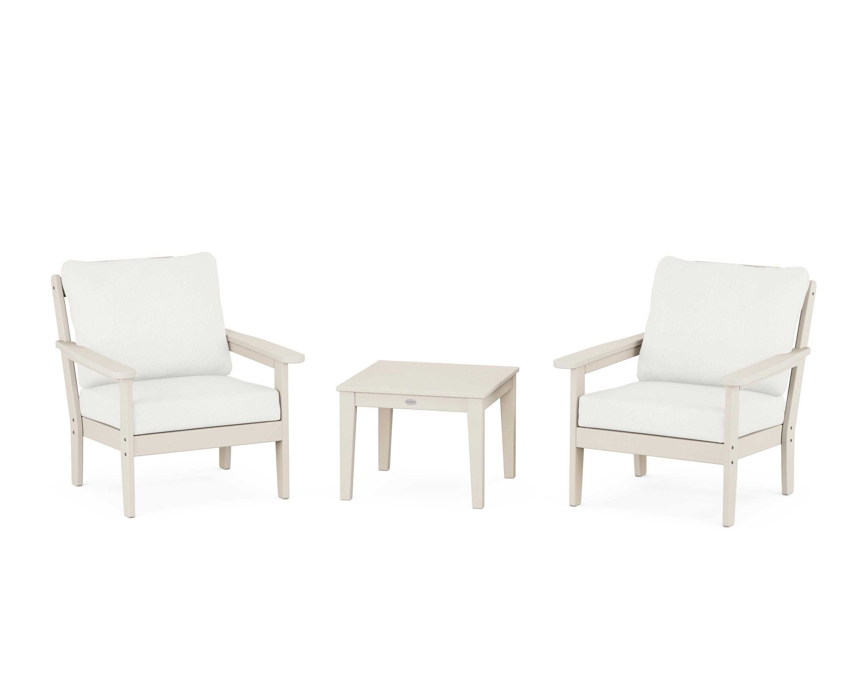 Country Living Cottage 3-Piece Deep Seating Set in Sand / Natural Linen