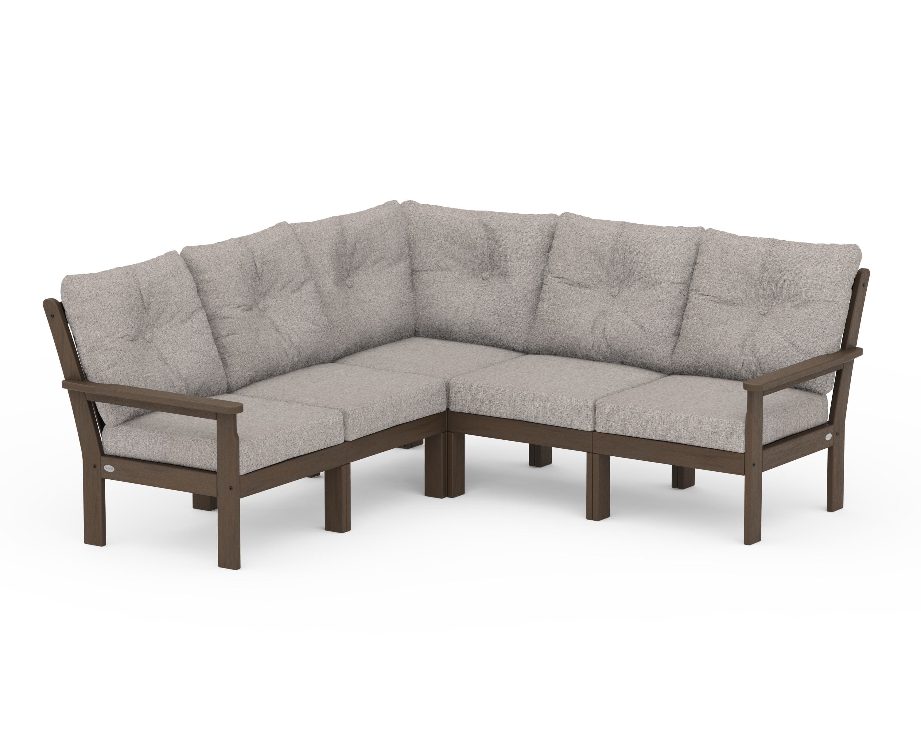 POLYWOOD Vineyard 5-Piece Sectional in Kona / Weathered Tweed