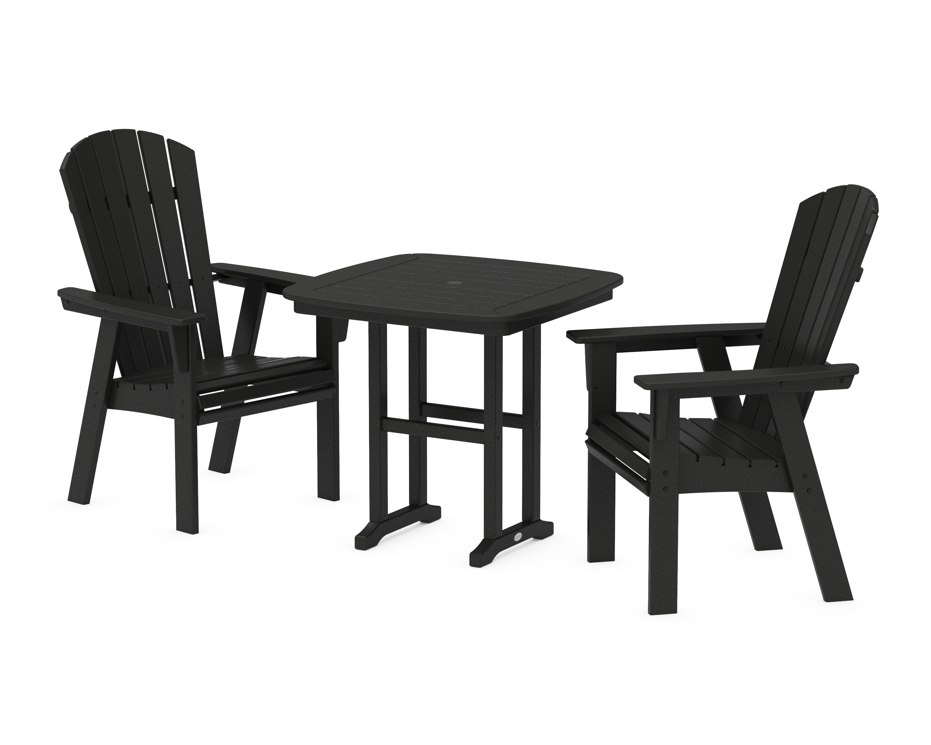 POLYWOOD Nautical Adirondack 3-Piece Dining Set in Black