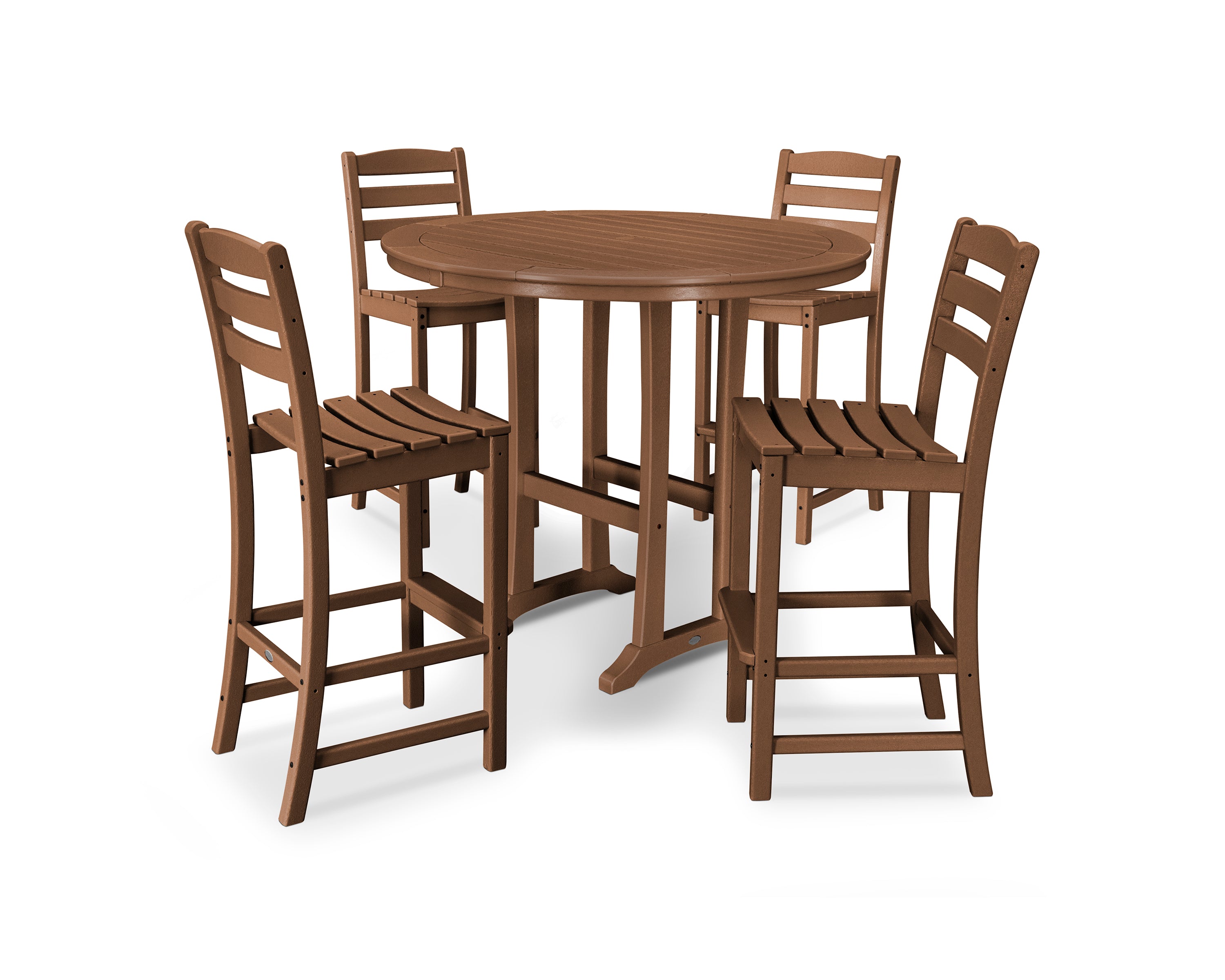 POLYWOOD® La Casa Café 5-Piece Side Chair Bar Dining Set in Teak