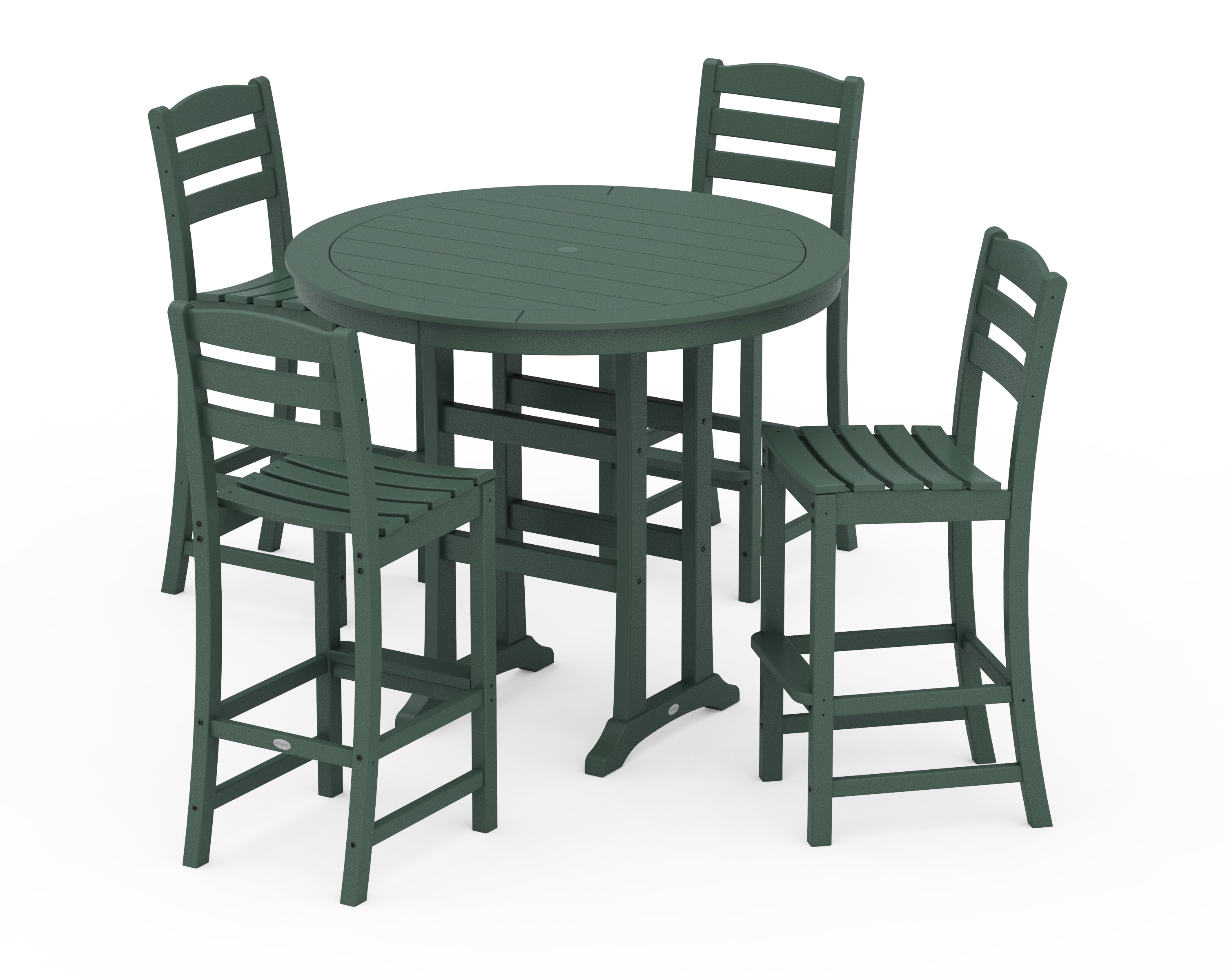 POLYWOOD La Casa Café 5-Piece Side Chair Bar Dining Set in Green