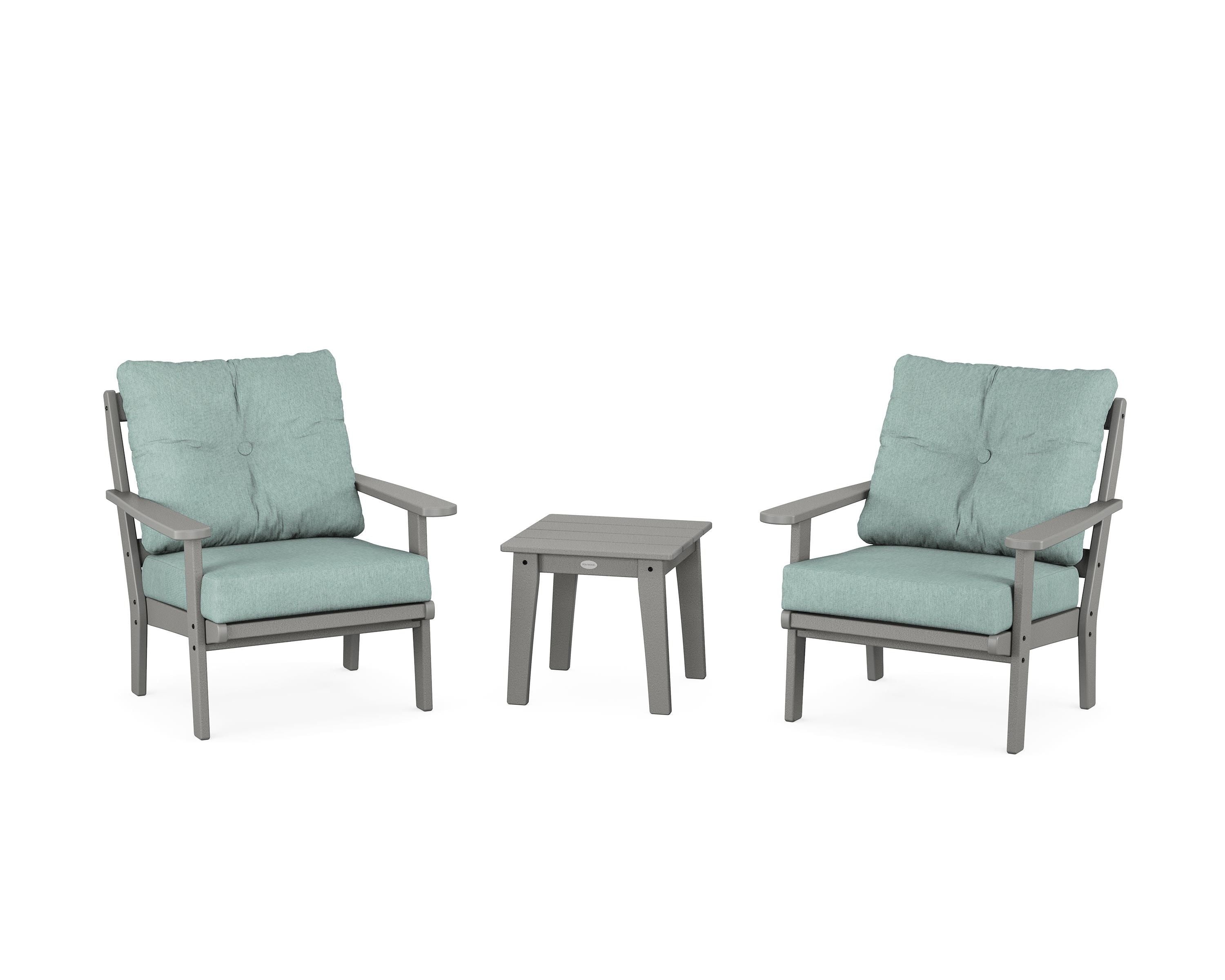 POLYWOOD Mission 3-Piece Deep Seating Set in Slate Grey / Glacier Spa