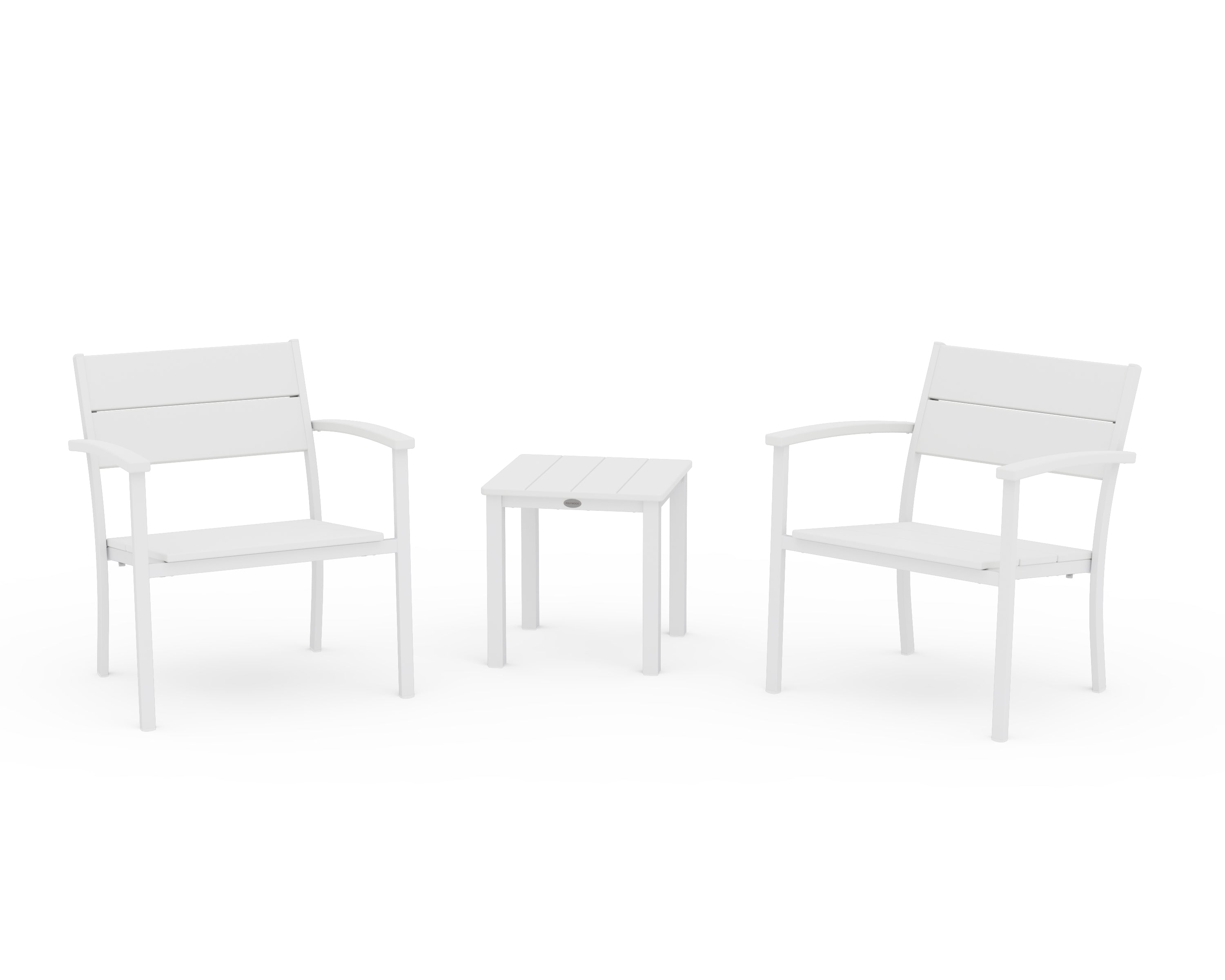 POLYWOOD Main Street 3-Piece Lounge Chair Set in White / White