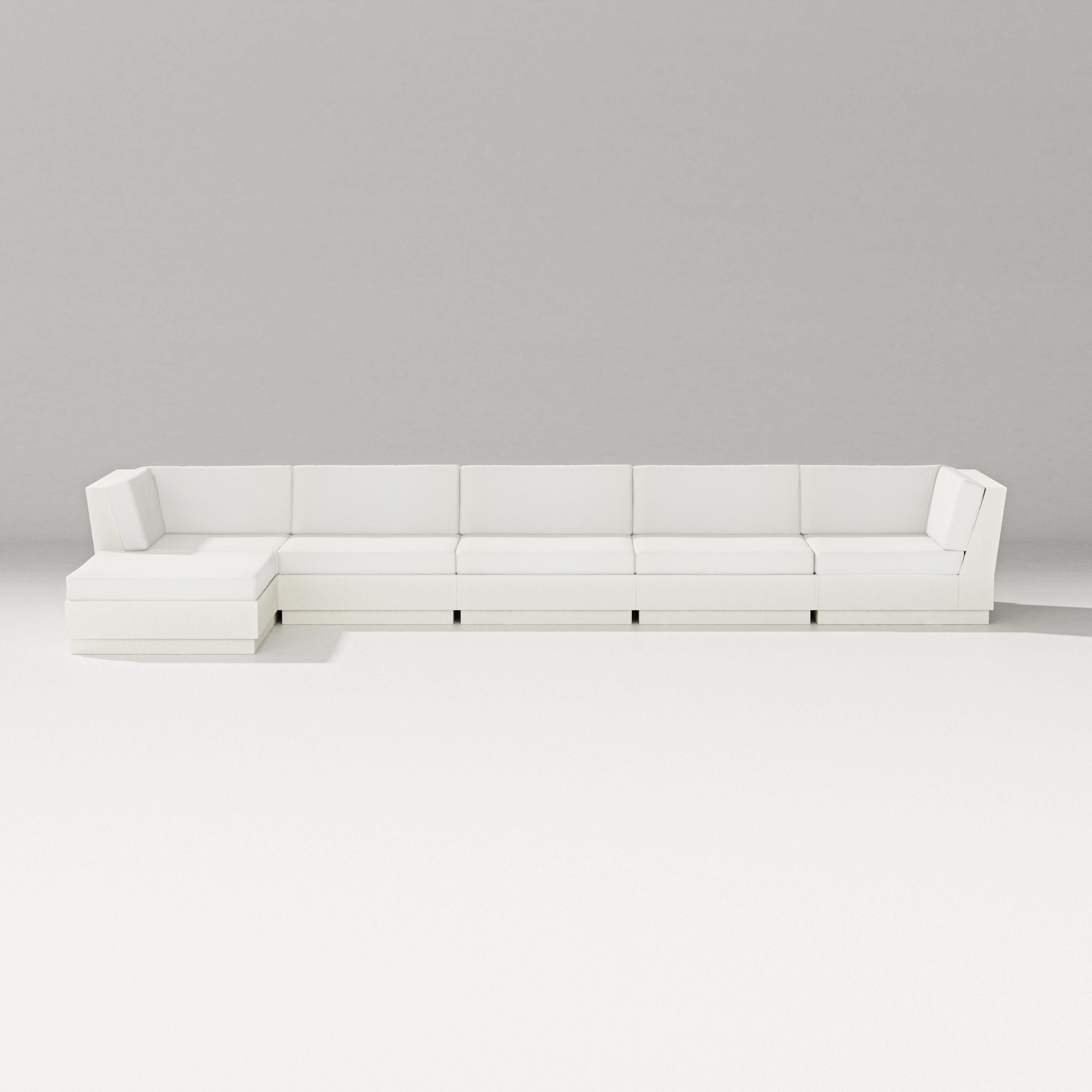 PW Designer Series Elevate 6-Piece Chaise Sectional in Vintage White / Natural Linen