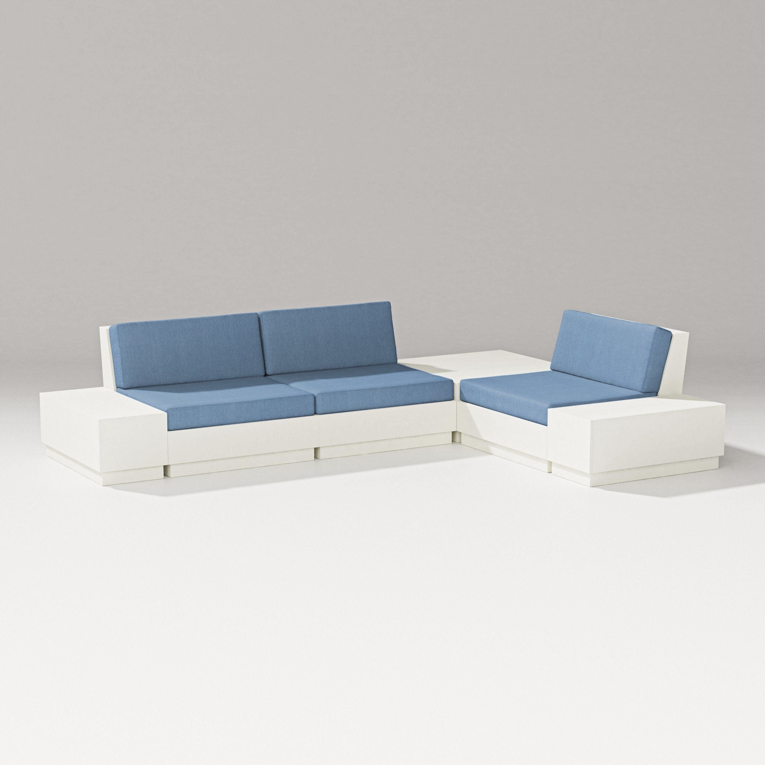 PW Designer Series Elevate 6-Piece Corner Sectional in Vintage White / Sky Blue