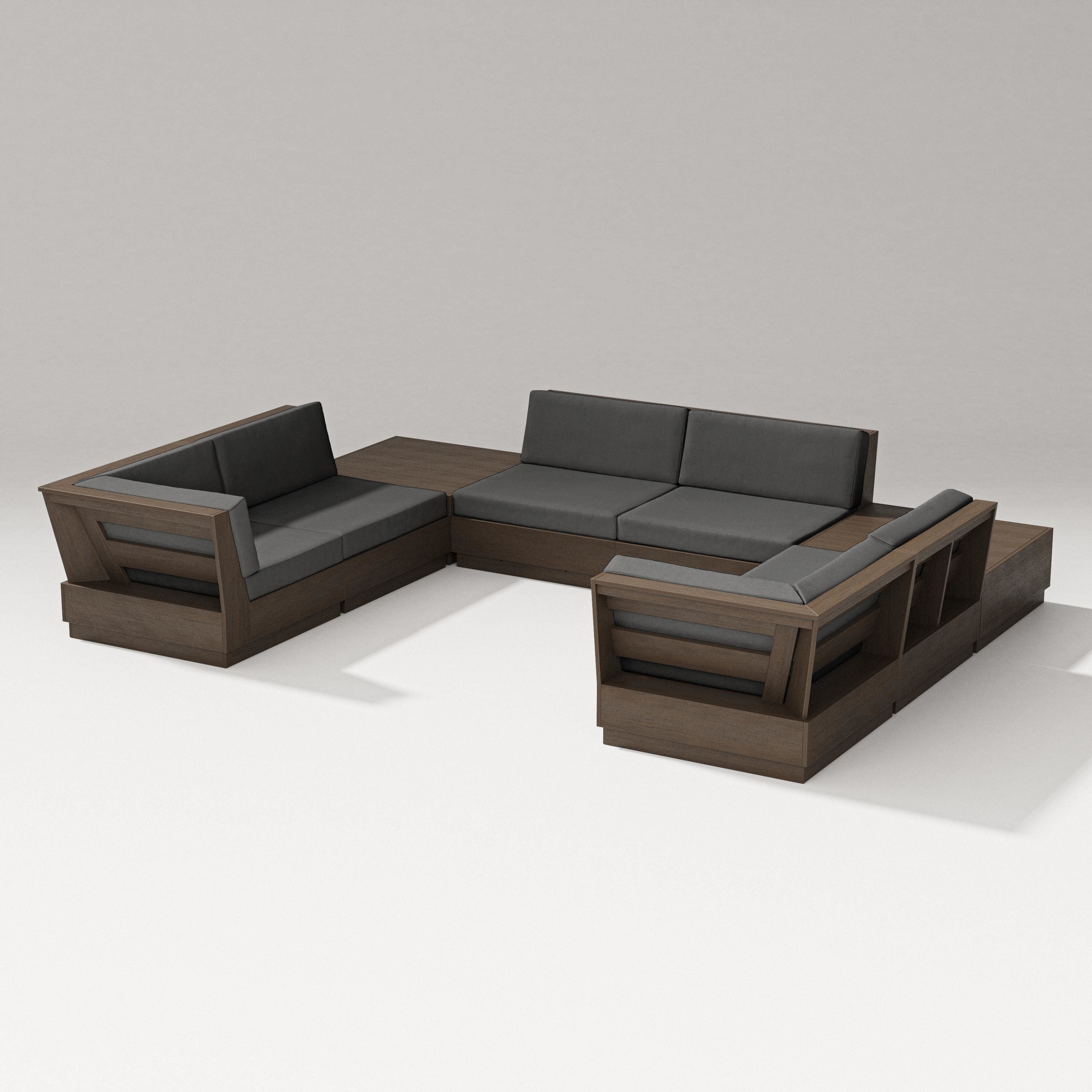 PW Designer Series Elevate 8-Piece U-Shaped Sectional in Kona / Spectrum Carbon