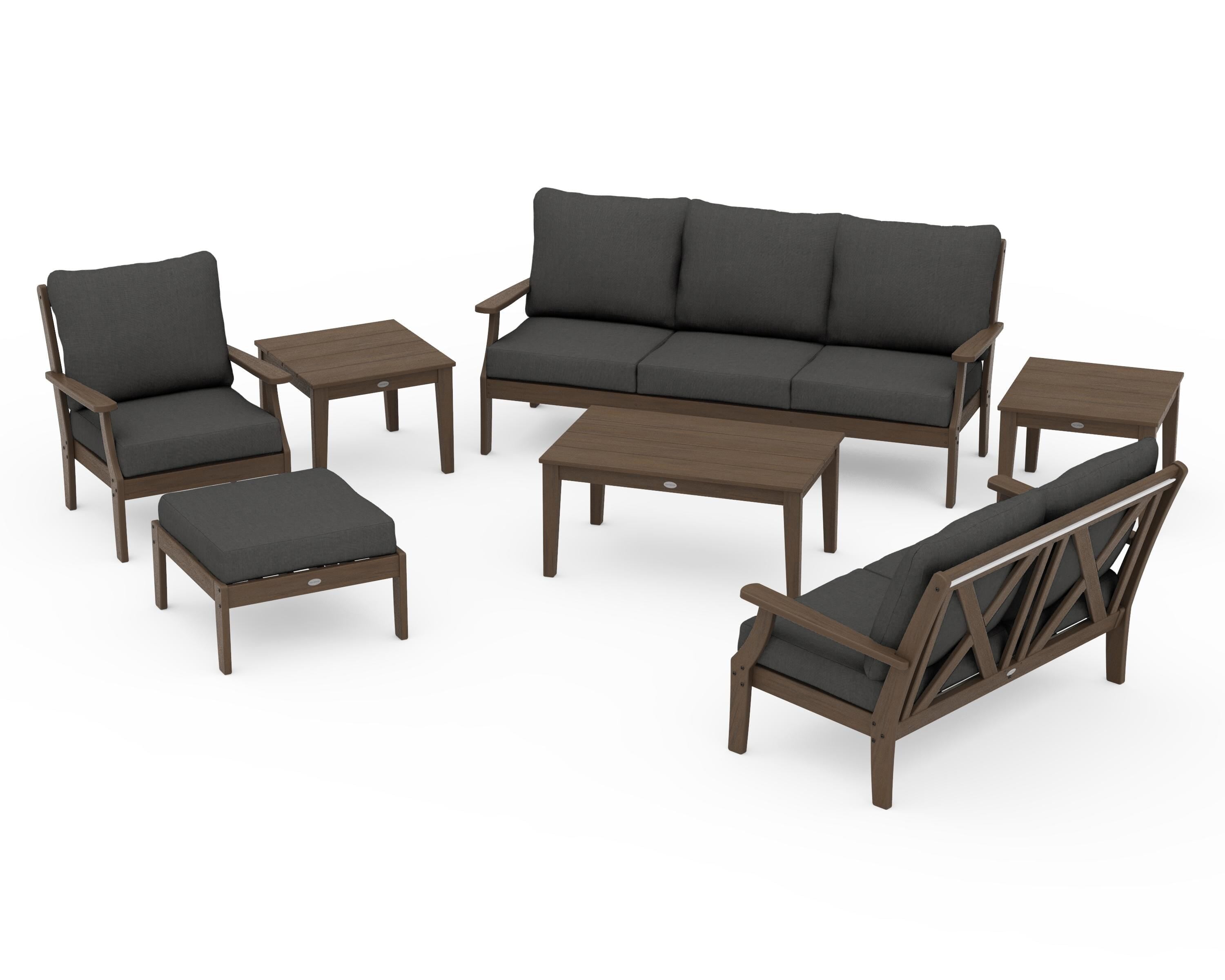 POLYWOOD Braxton 7-Piece Deep Seating Set in Kona / Spectrum Carbon