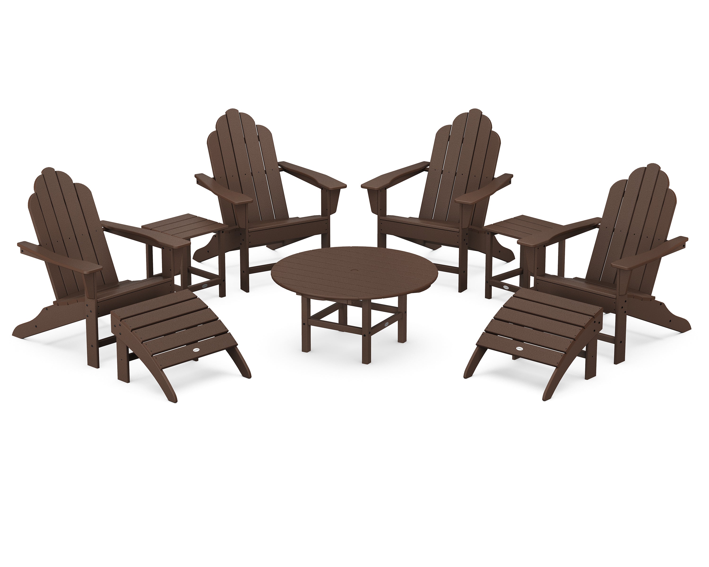 POLYWOOD® Long Island Adirondack 9-Piece Conversation Group in Mahogany