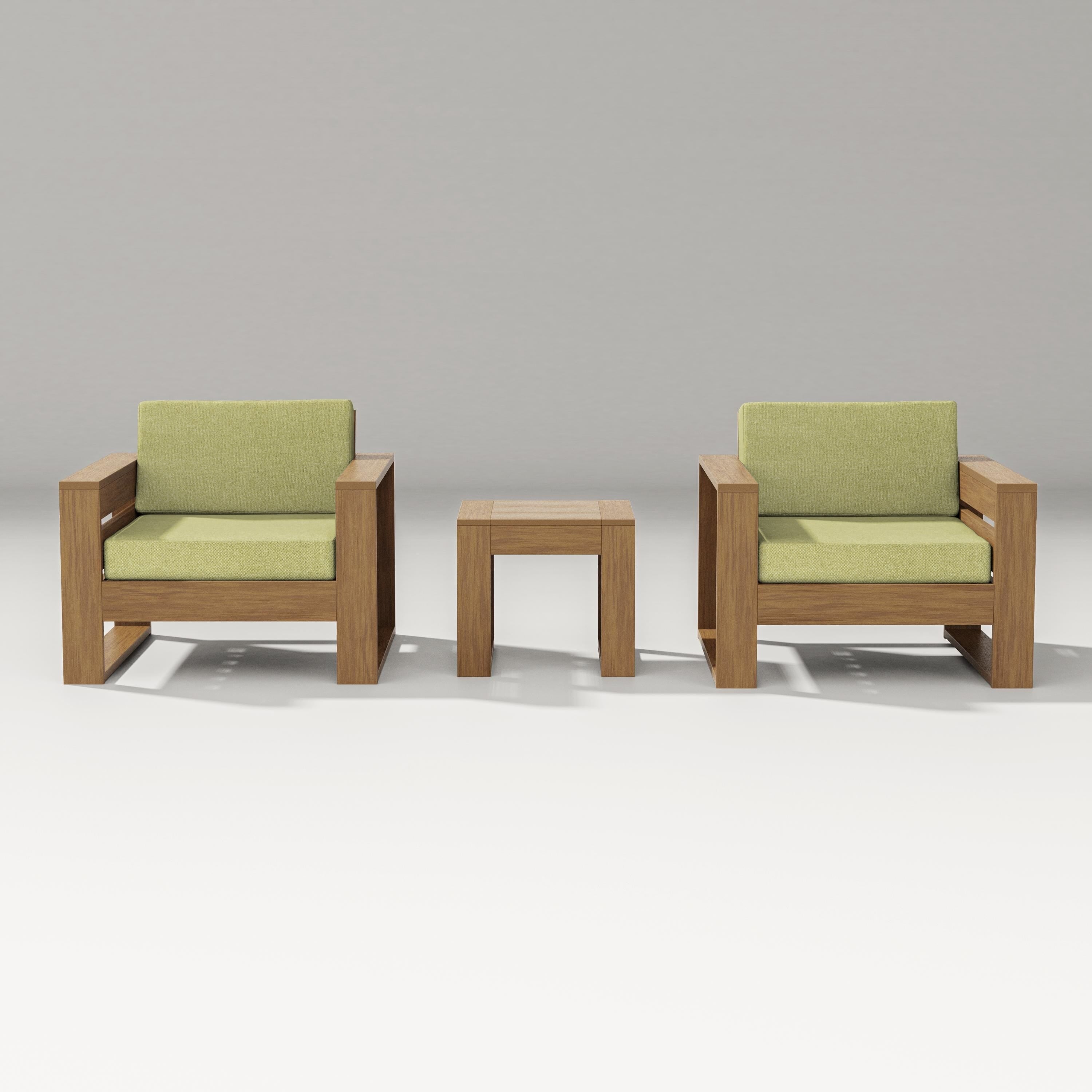 PW Designer Series Latitude 3-Piece Lounge Chair Set in Natural / Chartreuse Boucle
