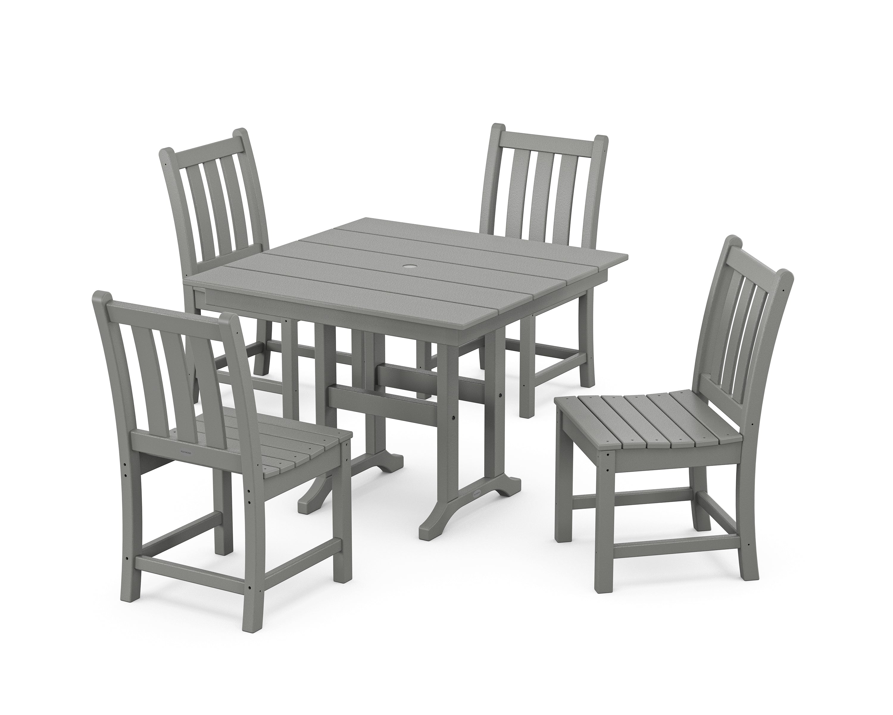 POLYWOOD® Traditional Garden Side Chair 5-Piece Farmhouse Dining Set in Slate Grey