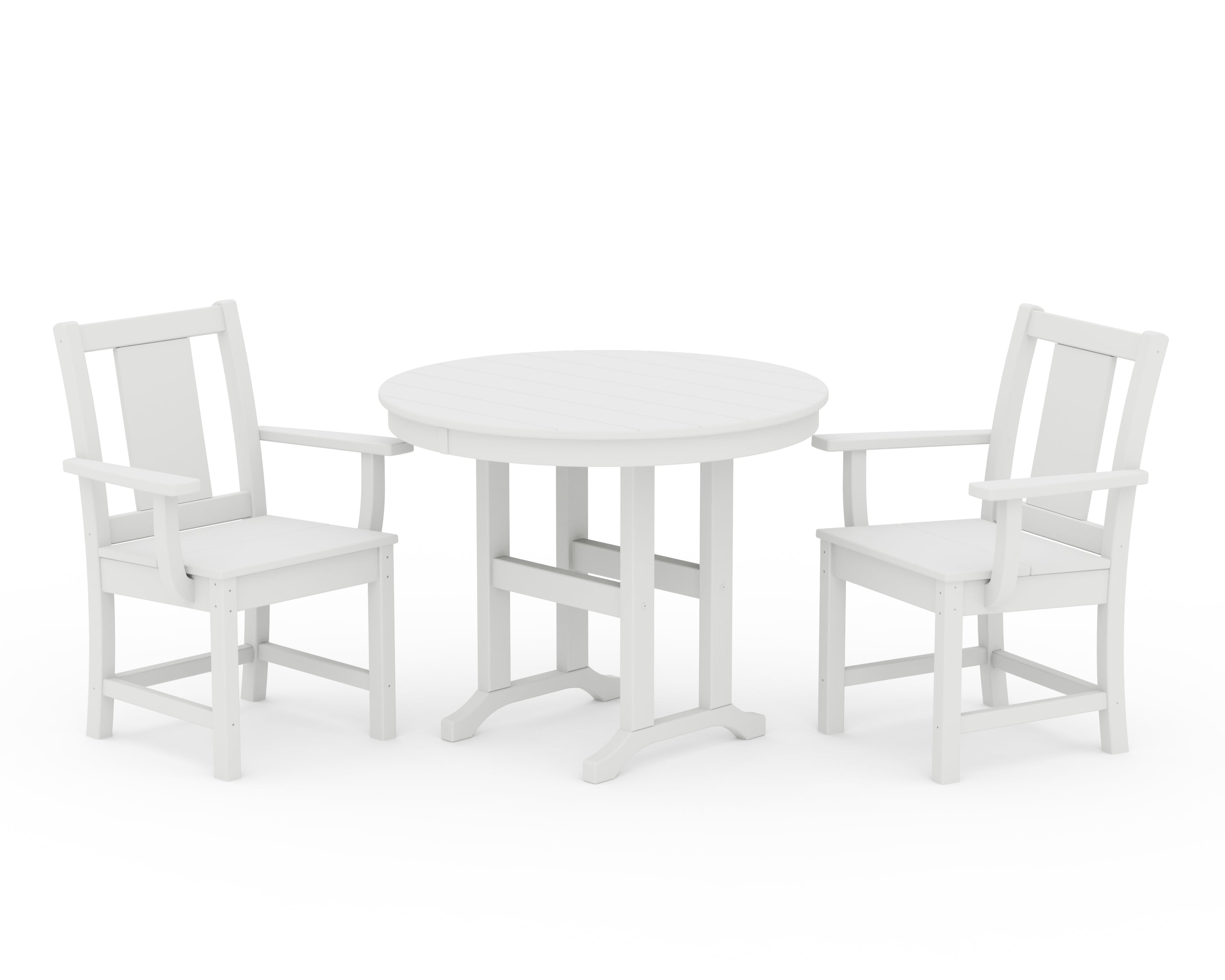 POLYWOOD Prairie 3-Piece Farmhouse Dining Set in White
