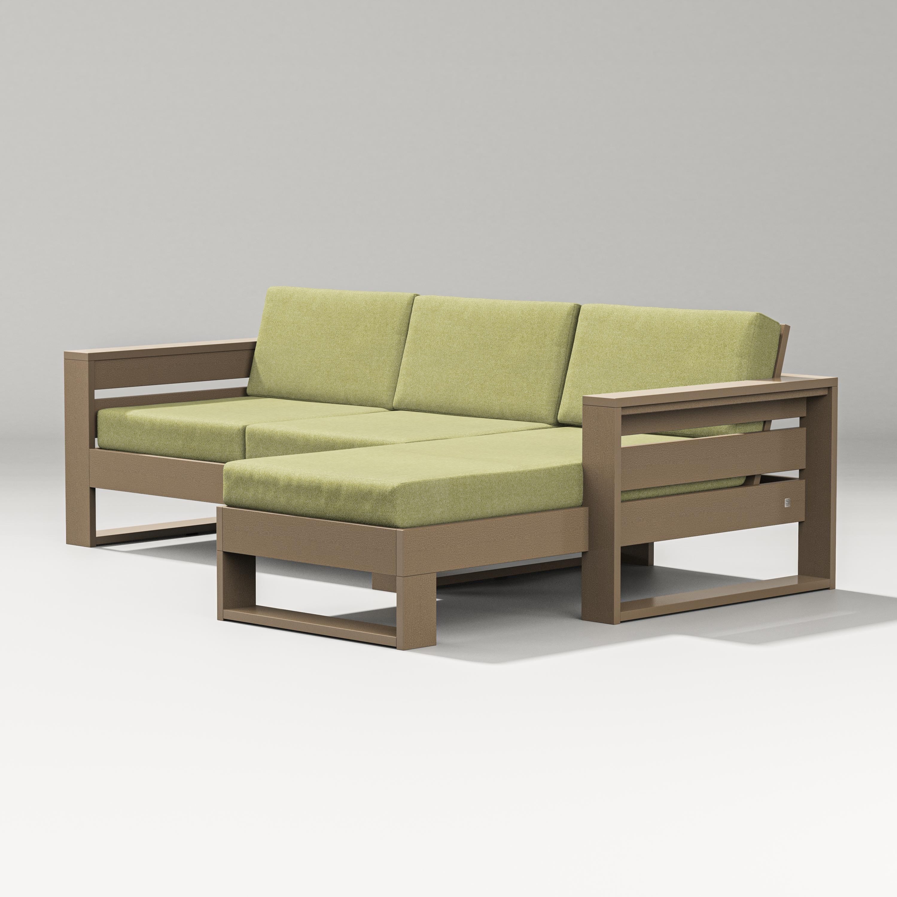PW Designer Series Latitude Right Chaise Sectional in Vintage Sahara / Chartreuse Boucle