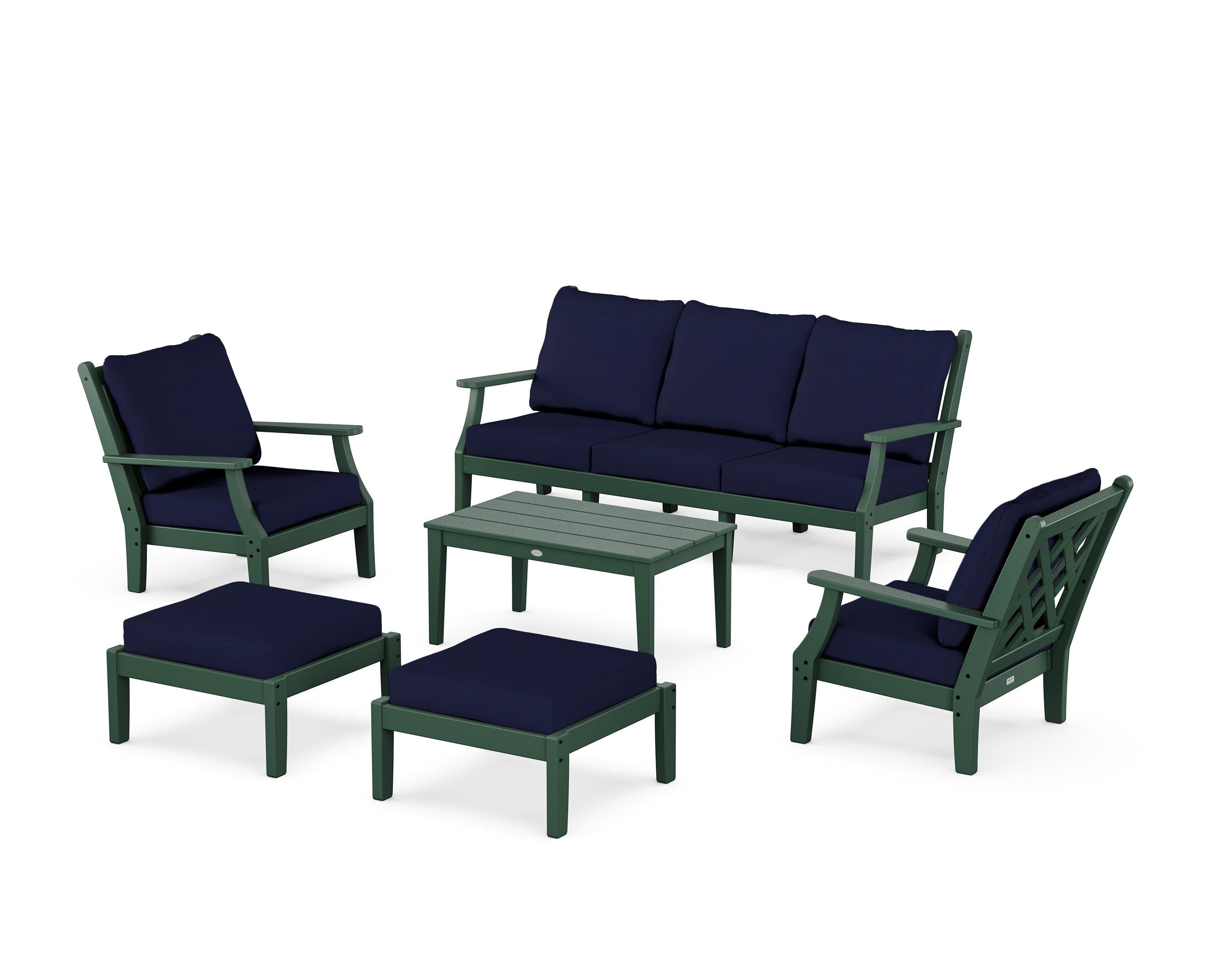 Country Living Wovendale 6-Piece Lounge Sofa Set in Green / Navy
