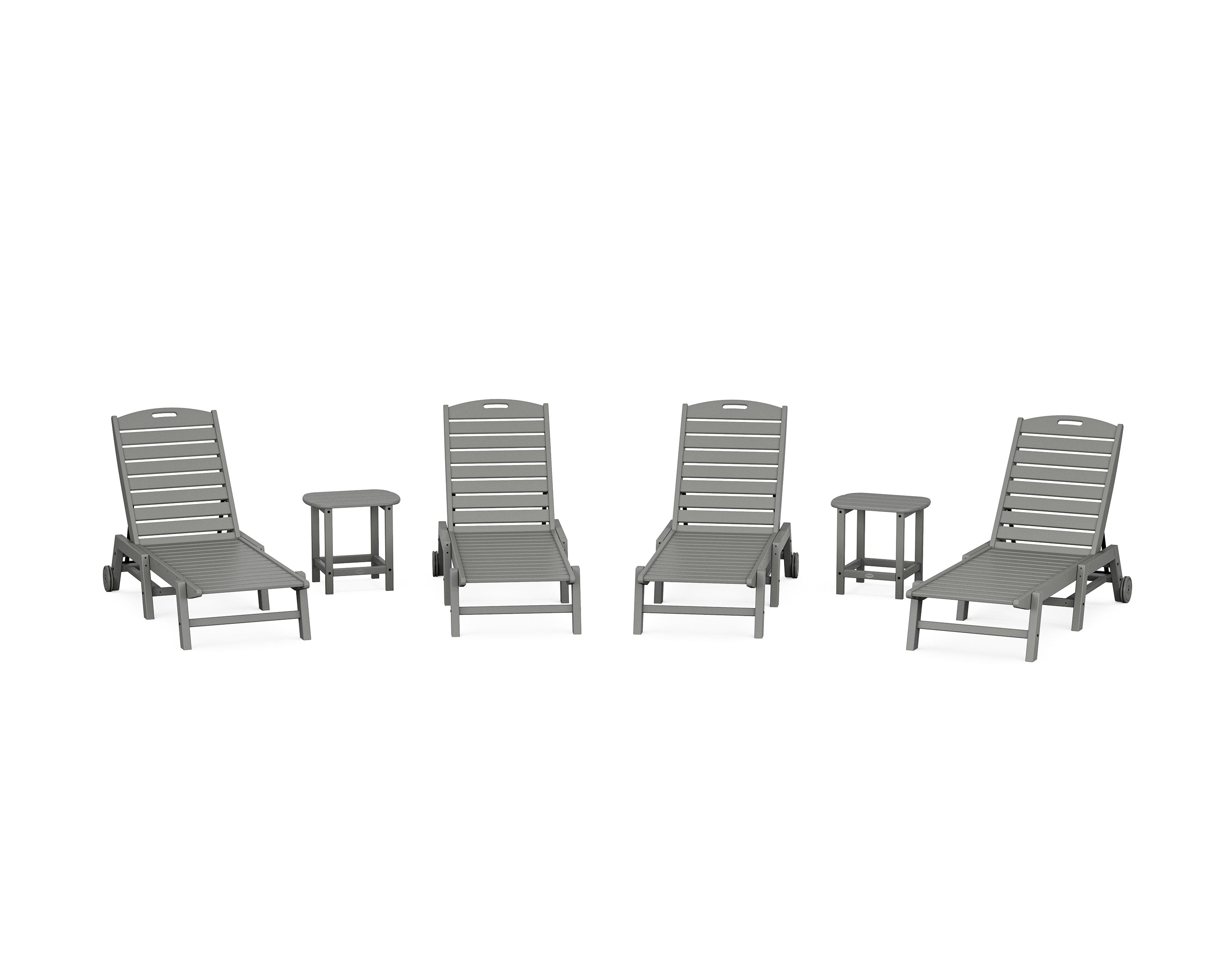 POLYWOOD Nautical Chaise 6-Piece Set with Wheels in Slate Grey