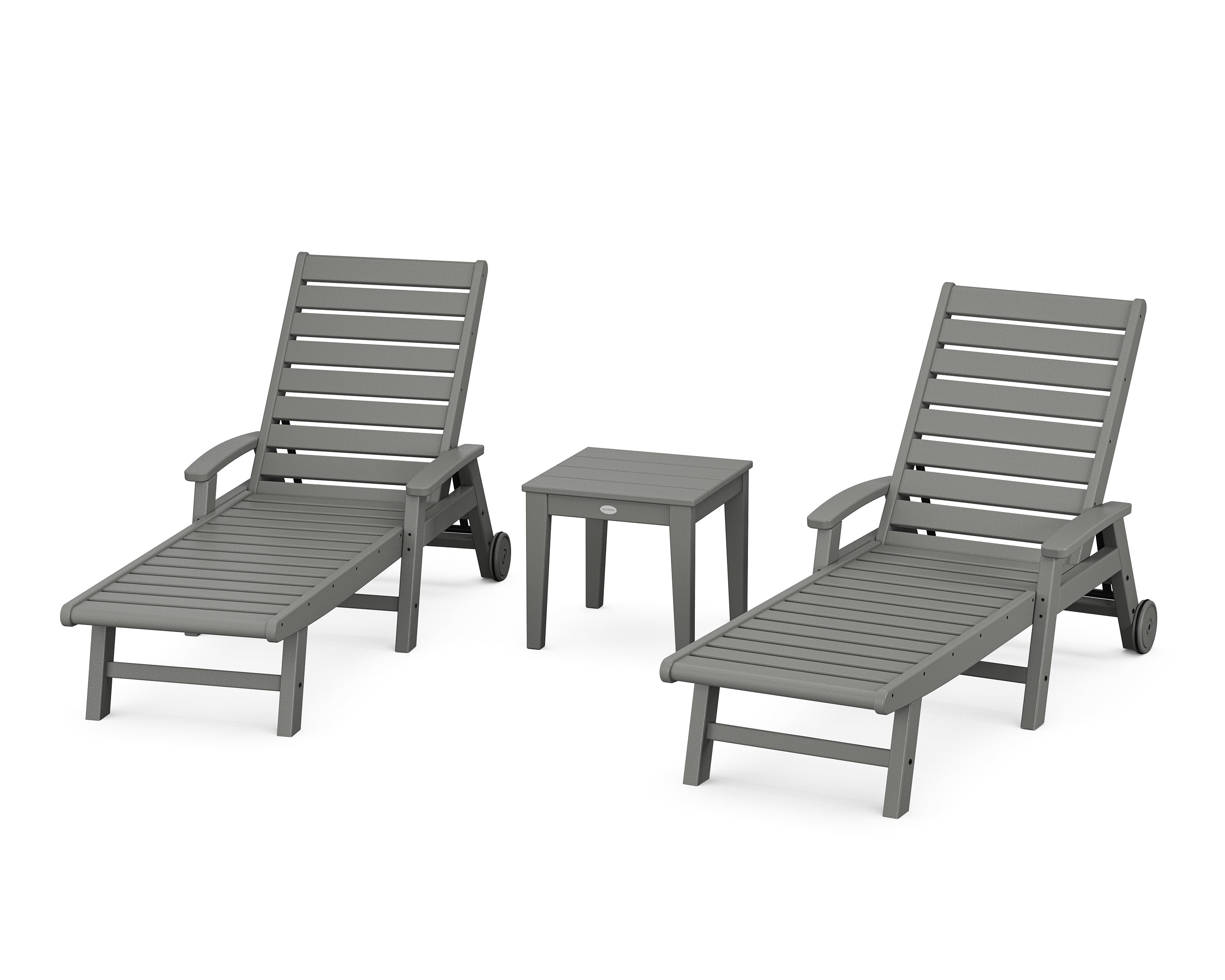 POLYWOOD Signature Chaise 3-Piece Set with Wheels in Slate Grey