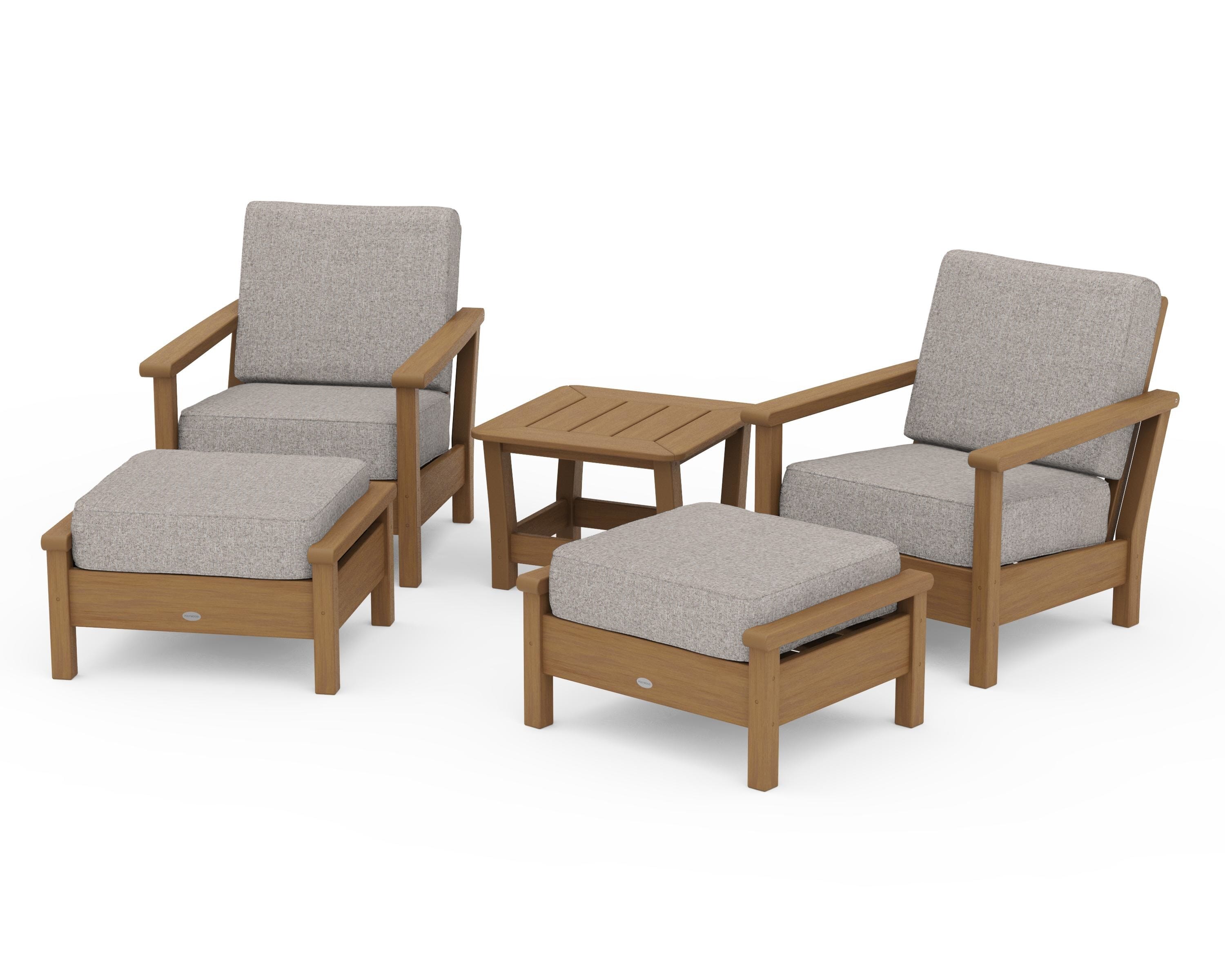 POLYWOOD Harbour 5-Piece Deep Seating Chair Set in Natural / Weathered Tweed