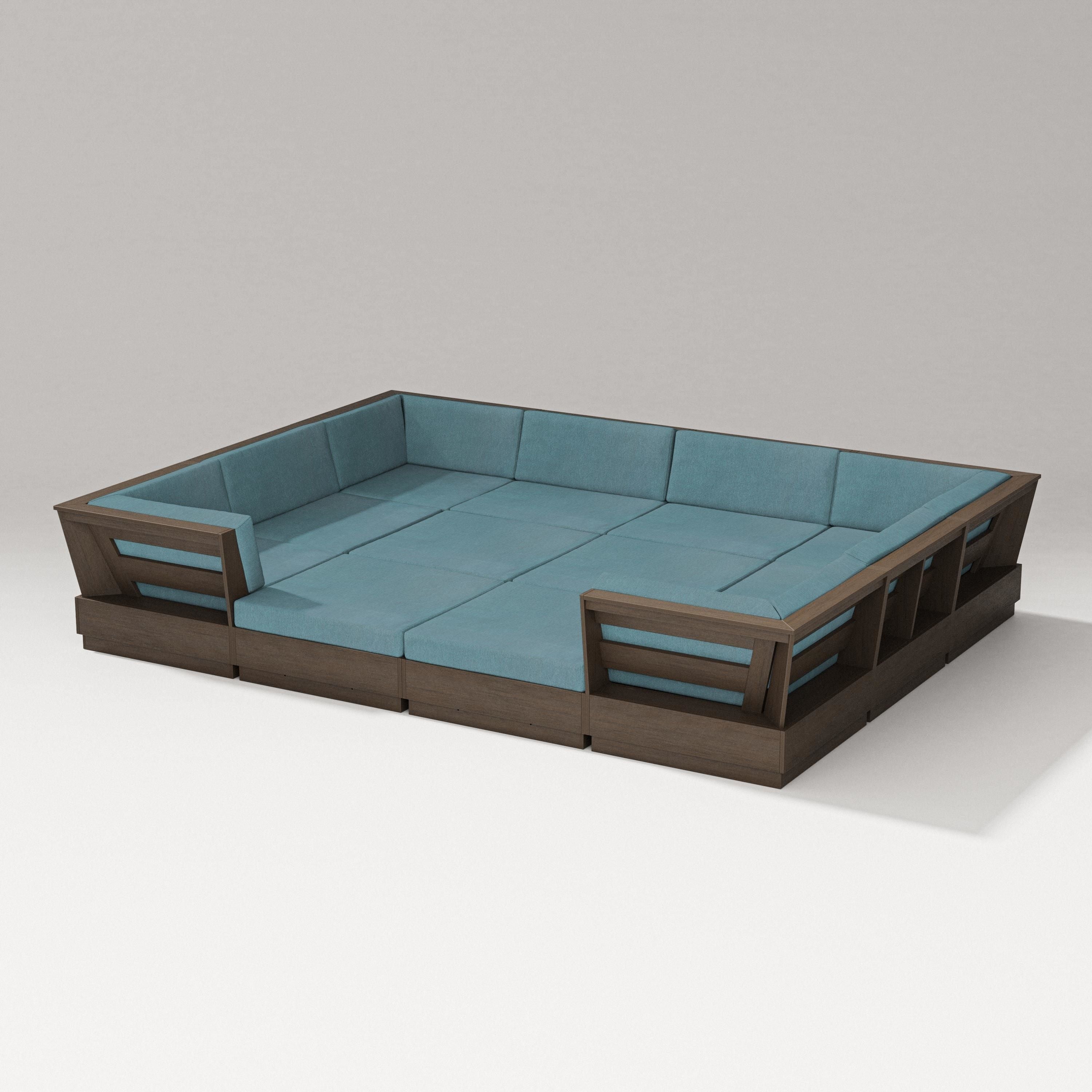 PW Designer Series Elevate 12-Piece Pit Sectional in Kona / Ocean Teal
