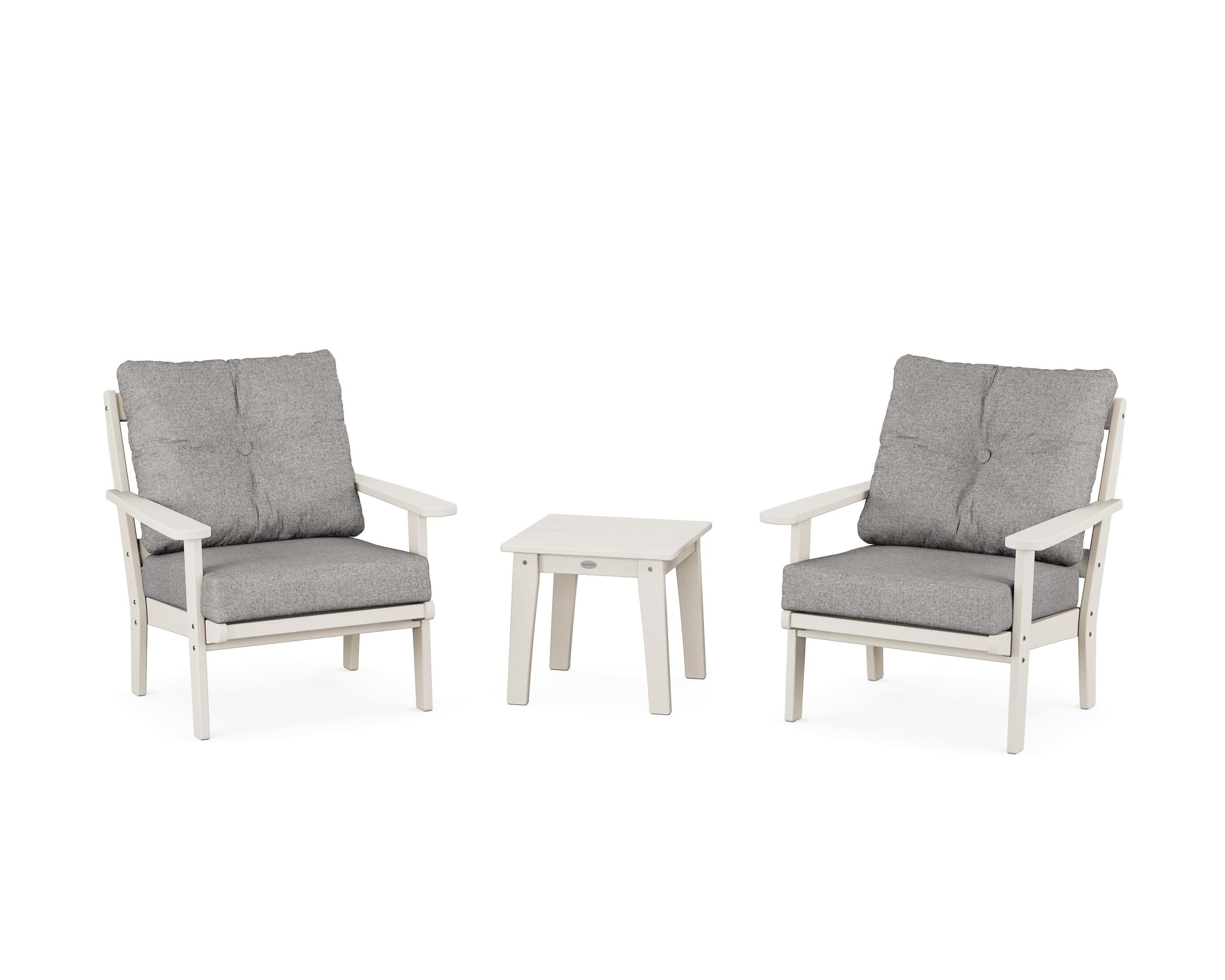 POLYWOOD Mission 3-Piece Deep Seating Set in Sand / Grey Mist