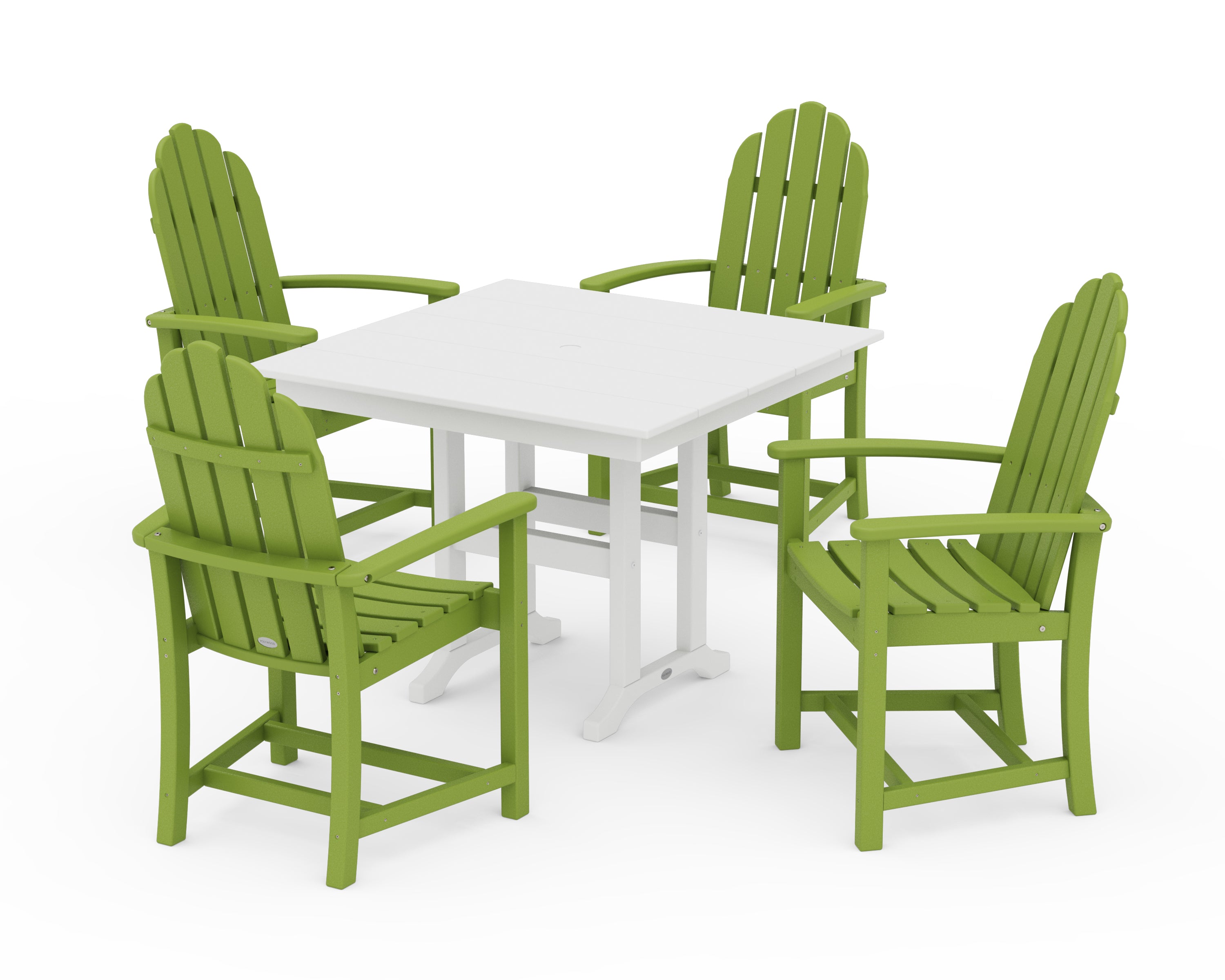 POLYWOOD Classic Adirondack 5-Piece Farmhouse Dining Set in Lime / White