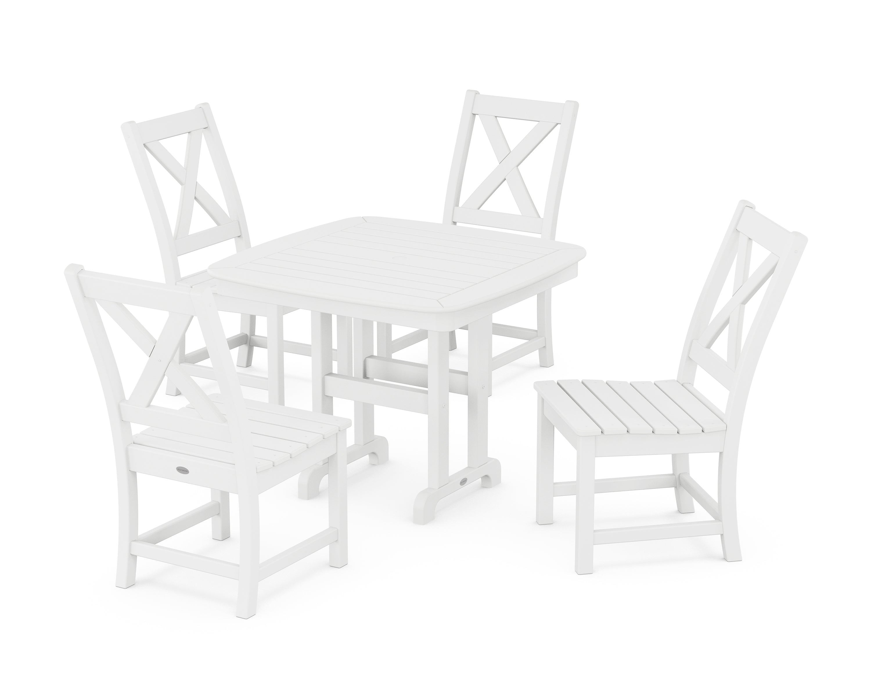 POLYWOOD® Braxton Side Chair 5-Piece Dining Set in White