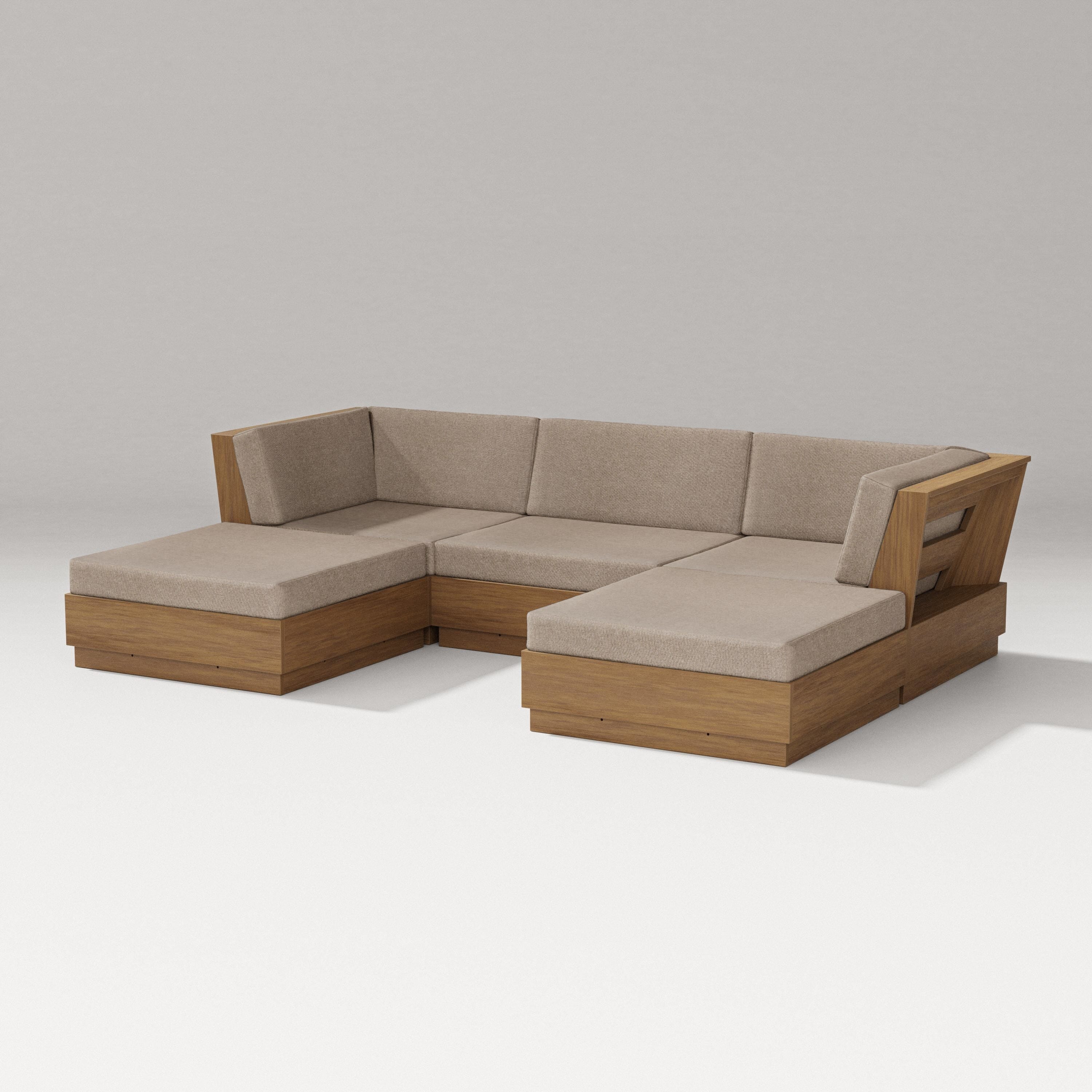 PW Designer Series Elevate Double Chaise Sectional in Natural / Spiced Burlap