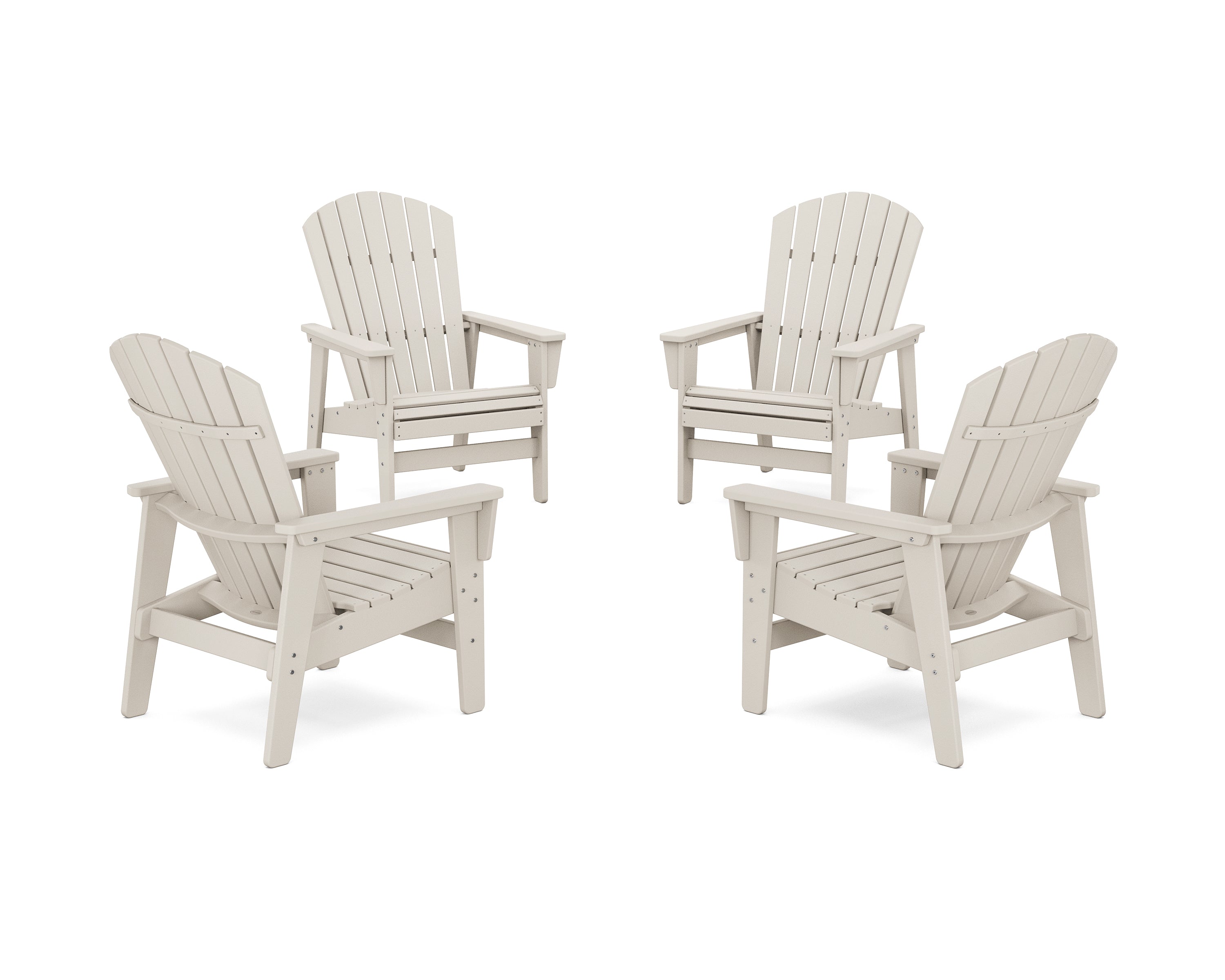 POLYWOOD® 4-Piece Nautical Grand Upright Adirondack Chair Conversation Set in Sand