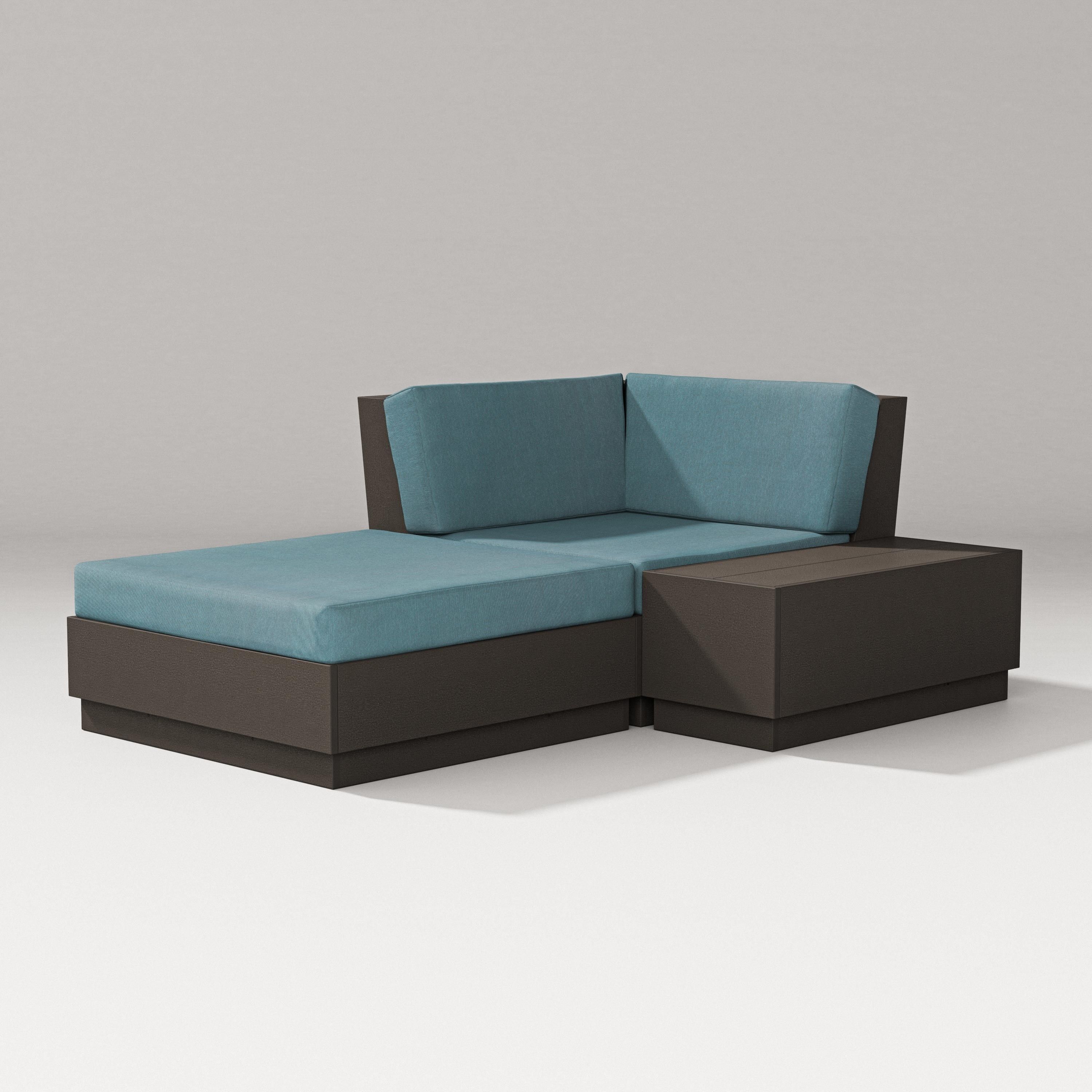 PW Designer Series Elevate Corner Chaise in Vintage Coffee / Ocean Teal