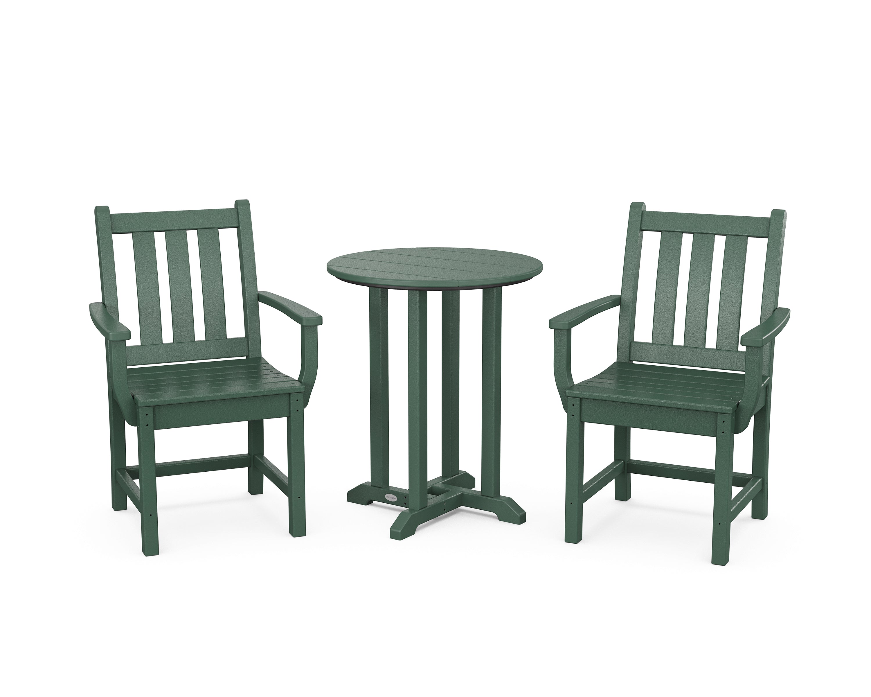 POLYWOOD Traditional Garden 3-Piece Round Bistro Dining Set in Green
