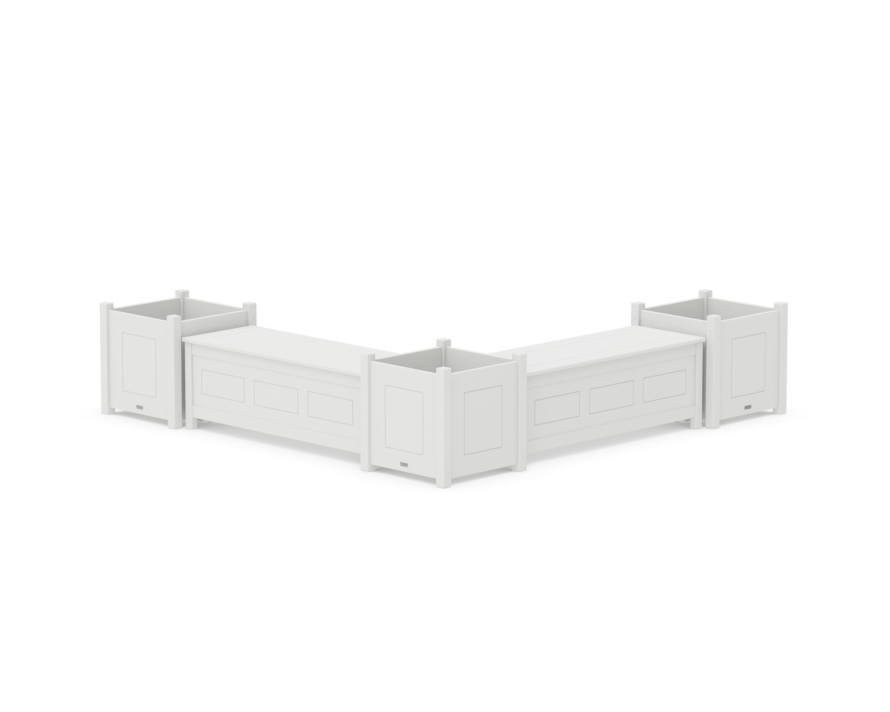 Country Living 48" Country Living L- Shaped Planter Storage Bench Corner Set- Large in White
