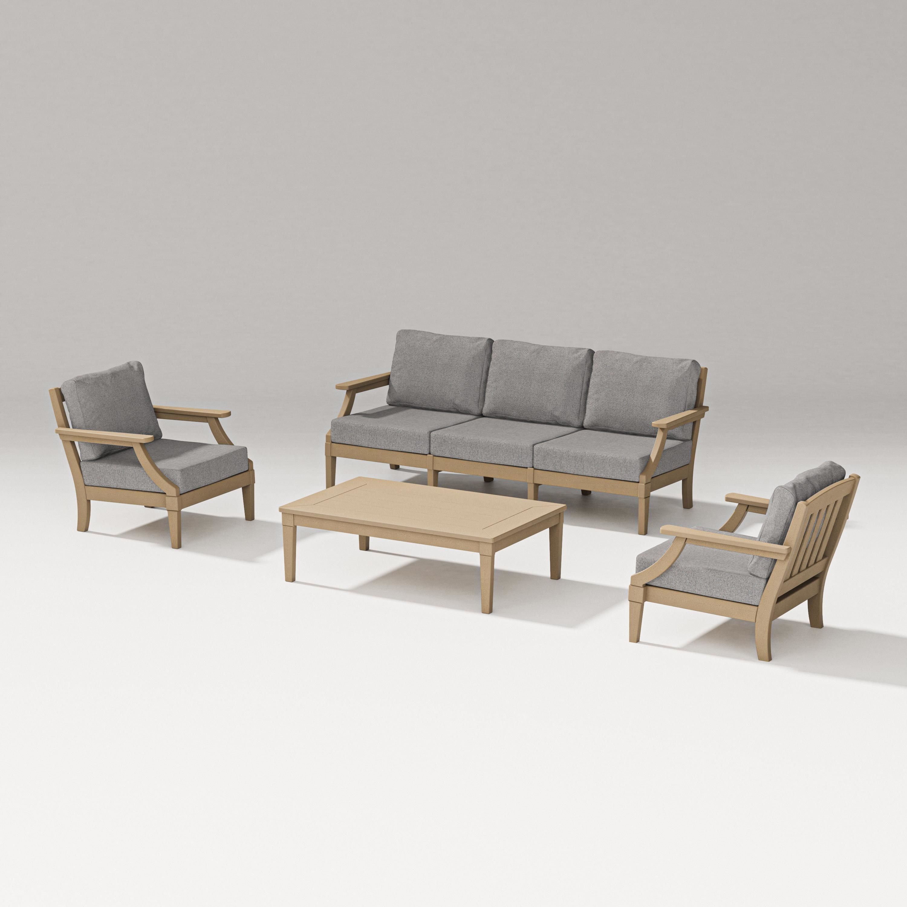 PW Designer Series Estate 4-Piece Lounge Sofa Set in Vintage Sahara / Grey Mist