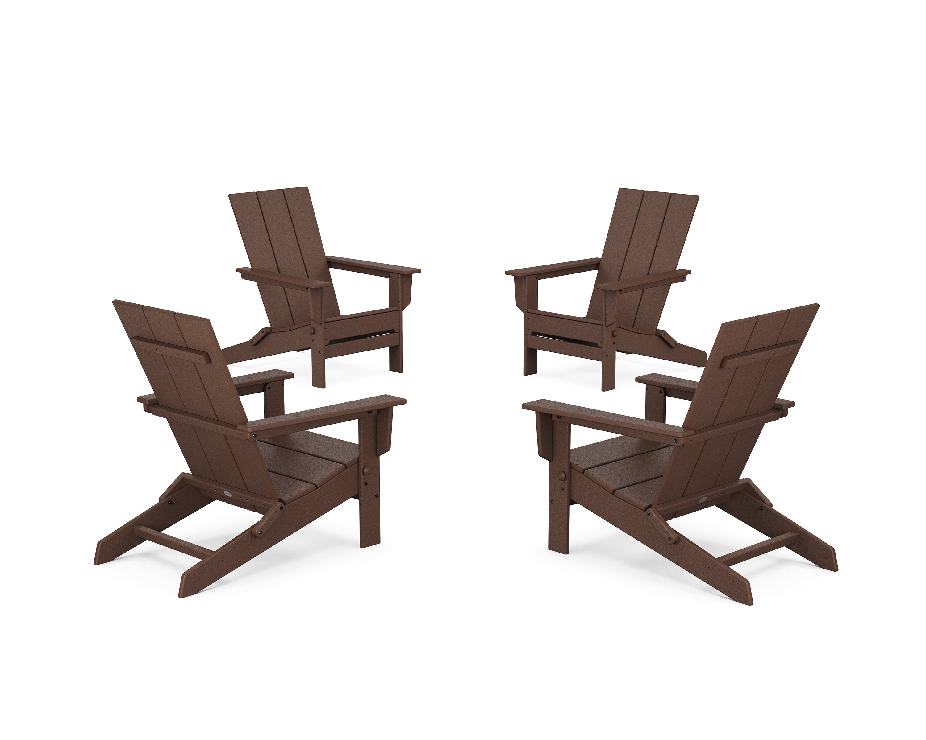 POLYWOOD® 4-Piece Modern Studio Folding Adirondack Chair Conversation Set in Mahogany
