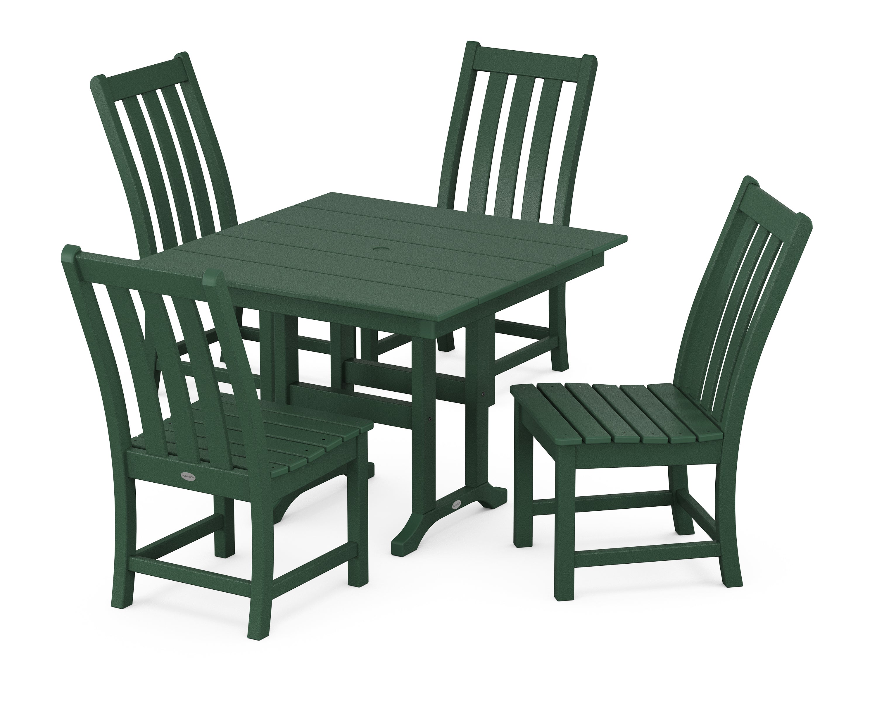 POLYWOOD® Vineyard Side Chair 5-Piece Farmhouse Dining Set in Green