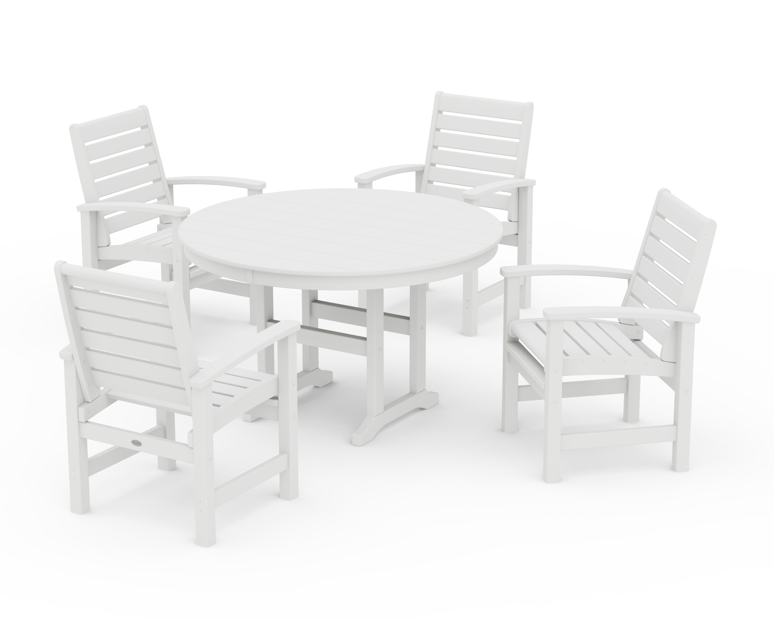 POLYWOOD Signature 5-Piece Round Farmhouse Dining Set in White