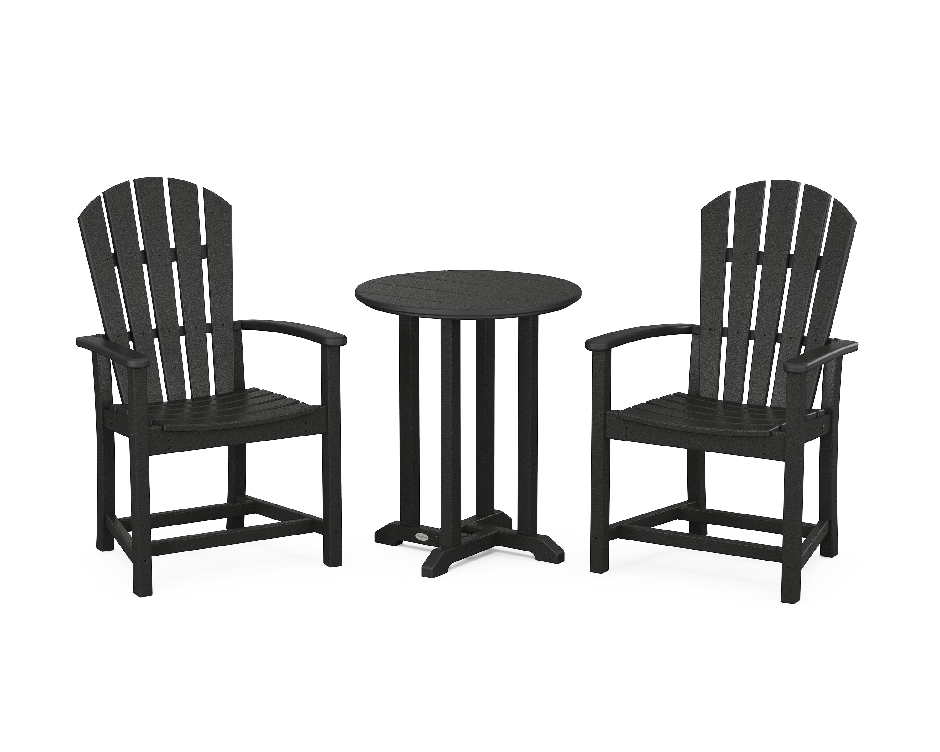 POLYWOOD Palm Coast 3-Piece Round Farmhouse Bistro Dining Set in Black