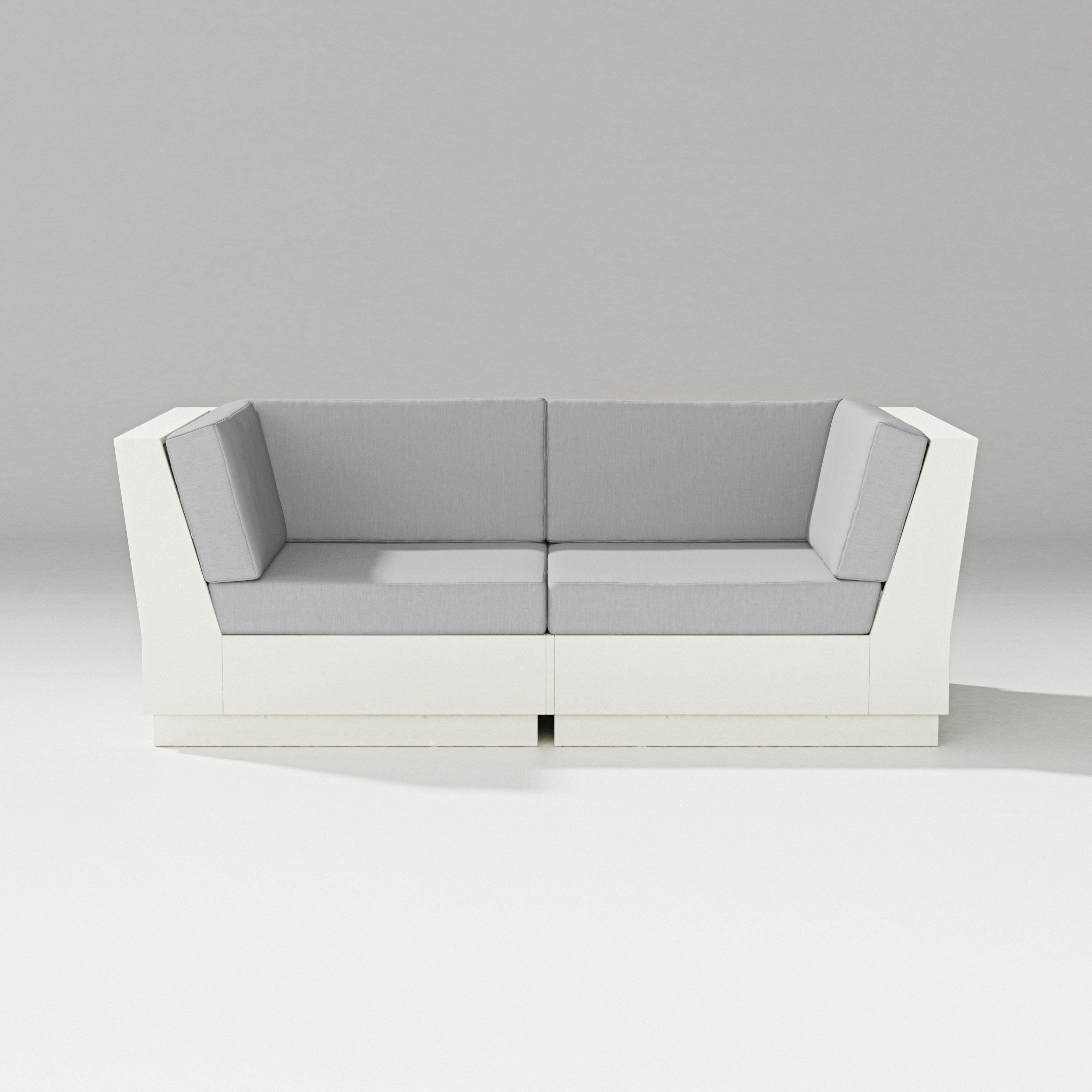 PW Designer Series Elevate Loveseat Sectional in Vintage White / Granite