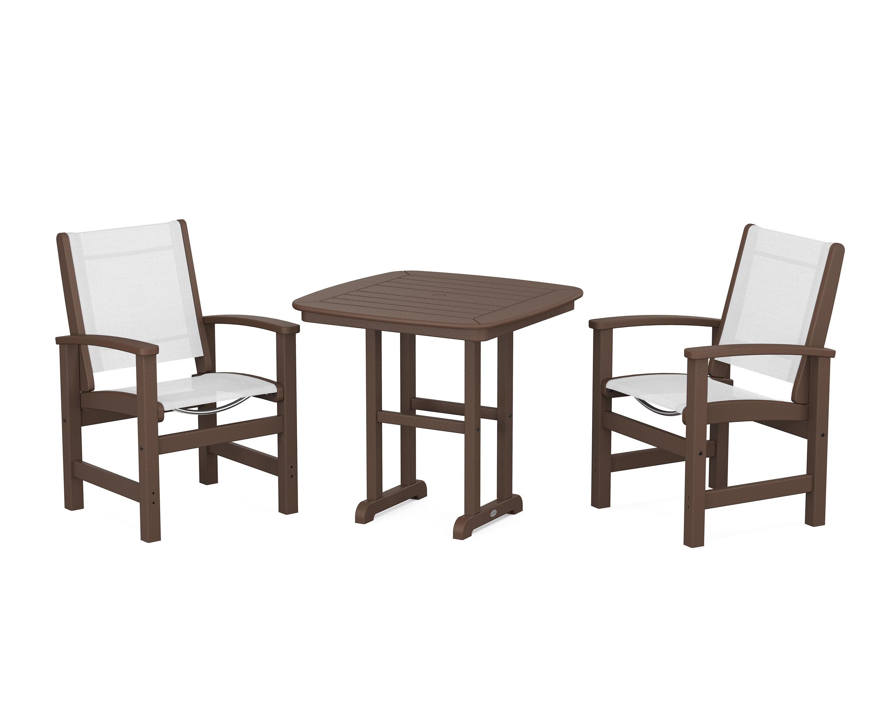 POLYWOOD Coastal 3-Piece Dining Set in Mahogany / White Sling