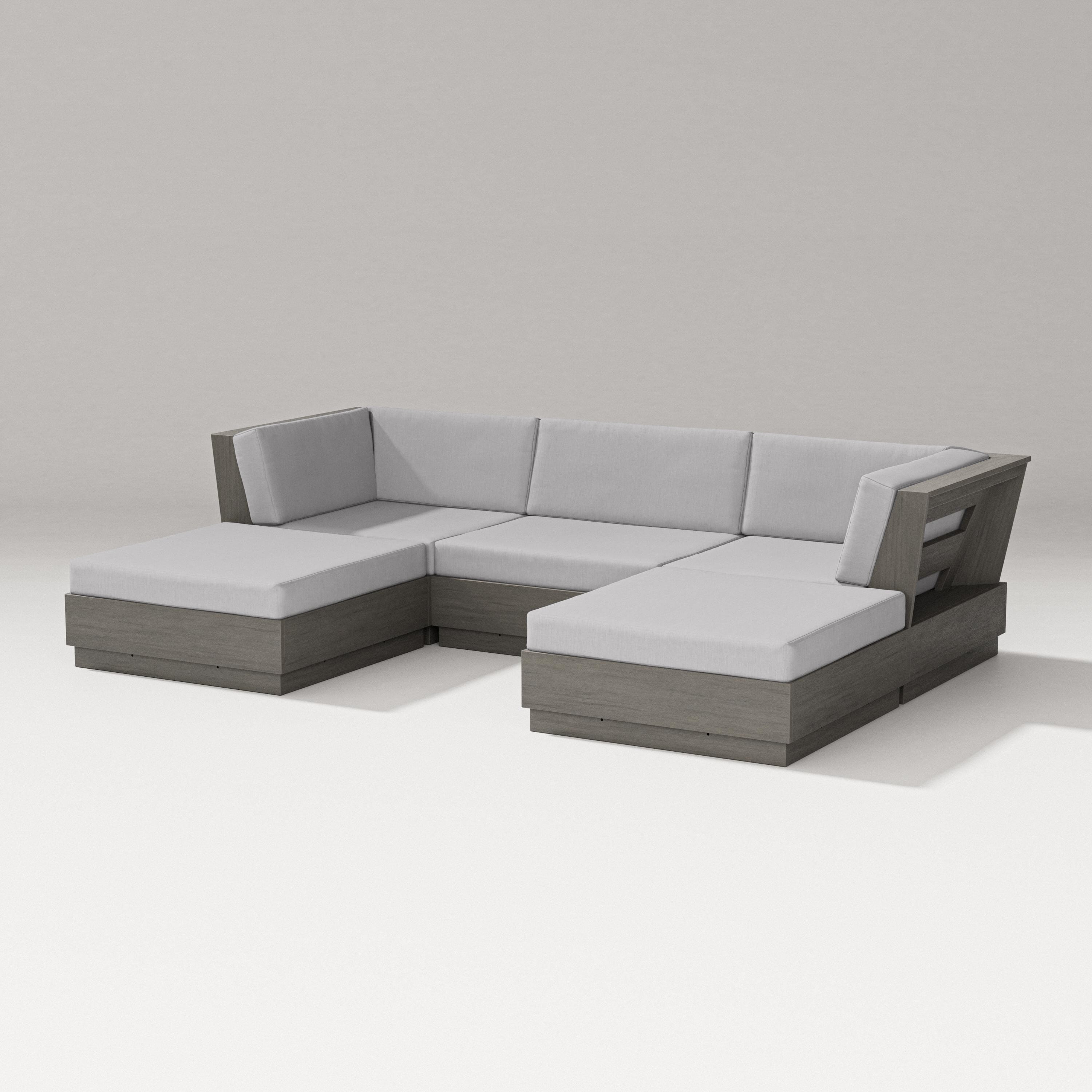 PW Designer Series Elevate Double Chaise Sectional in Driftwood / Granite