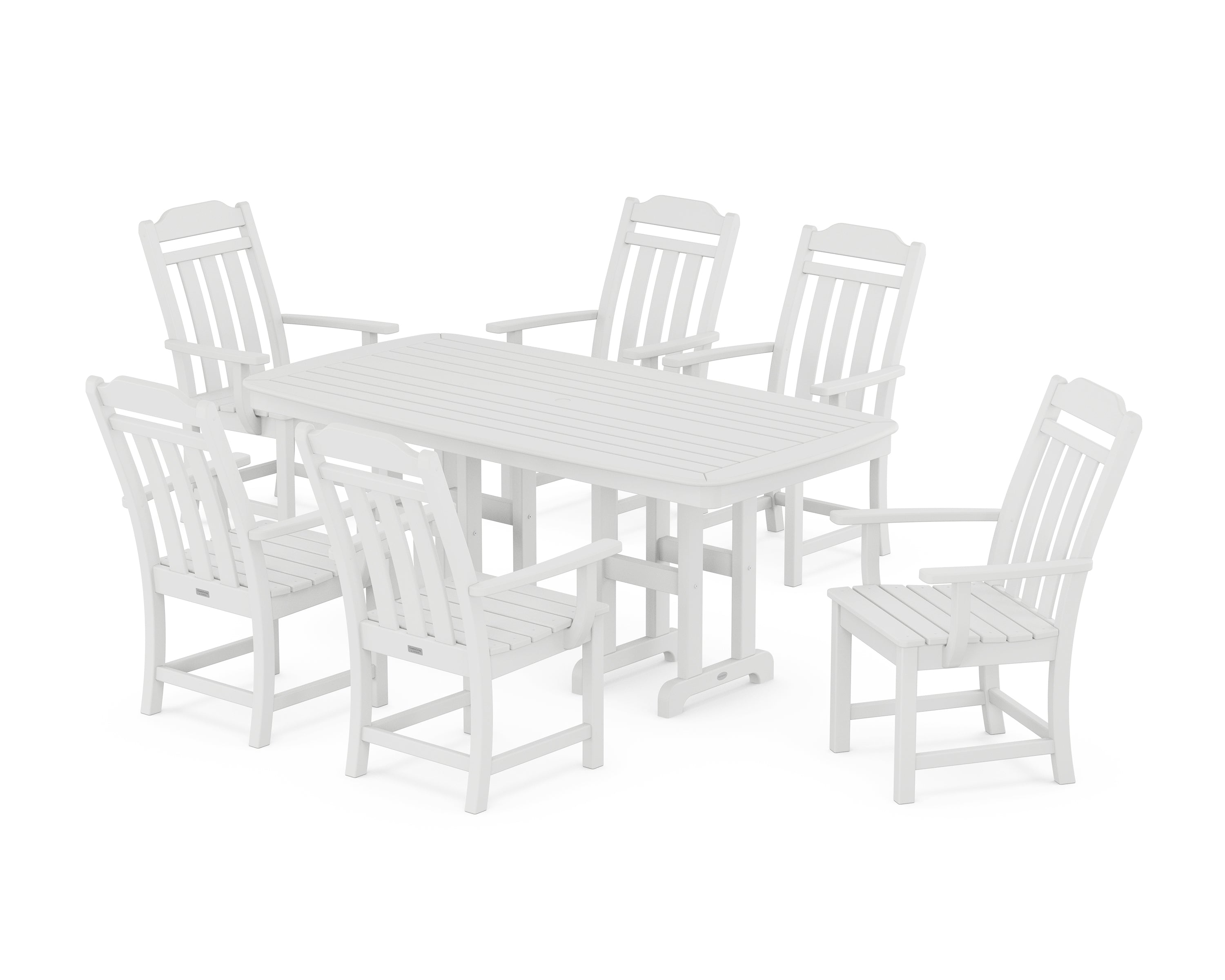 Polywood Country Living Arm Chair 7-Piece Dining Set in White