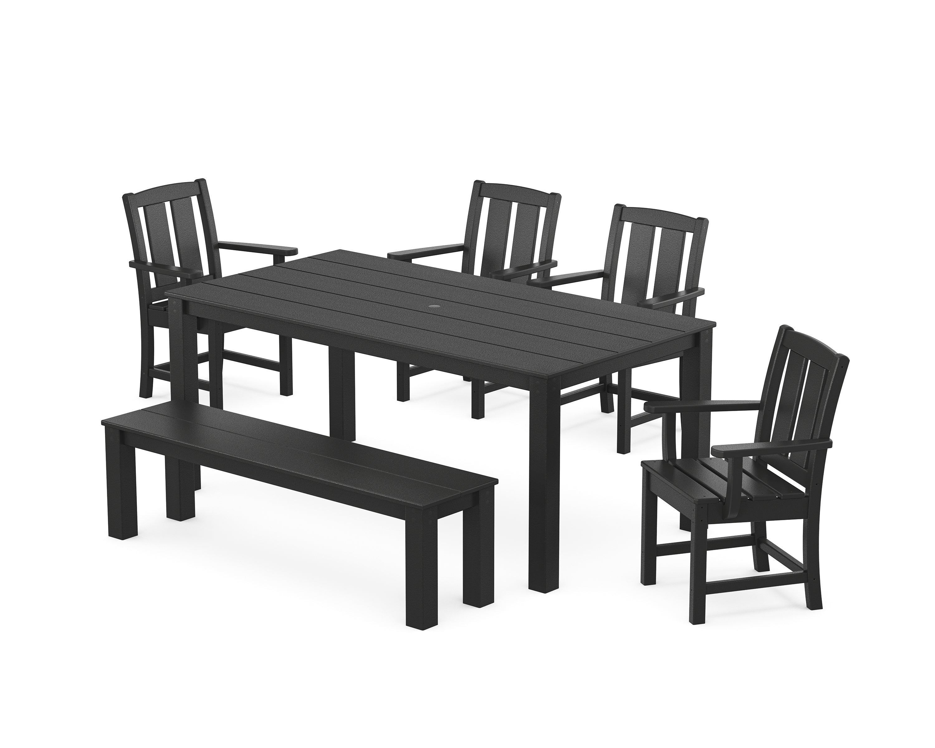 POLYWOOD® Mission 6-Piece Parsons Dining Set with Bench in Black