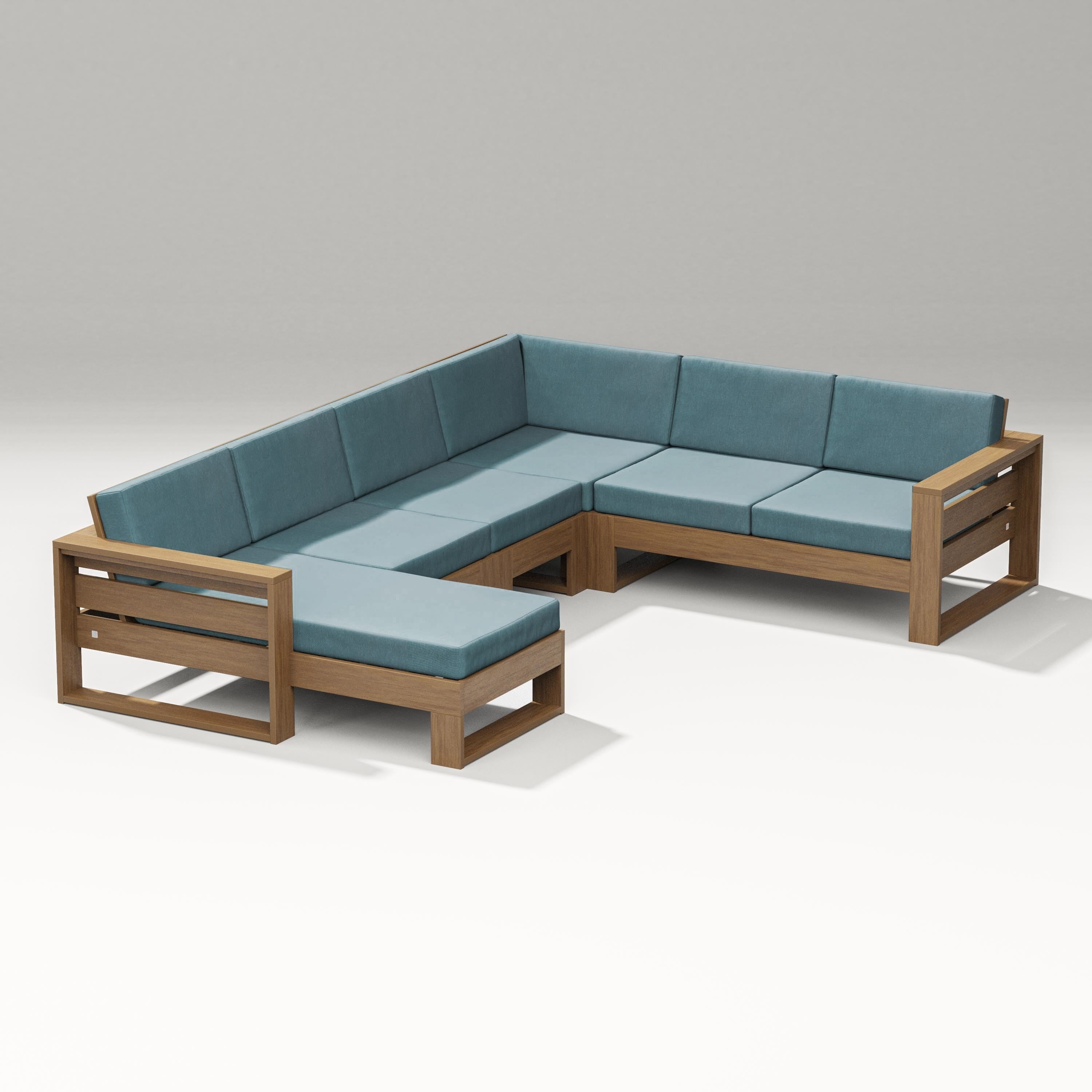 PW Designer Series Latitude Corner Sectional with Left Chaise in Natural / Ocean Teal