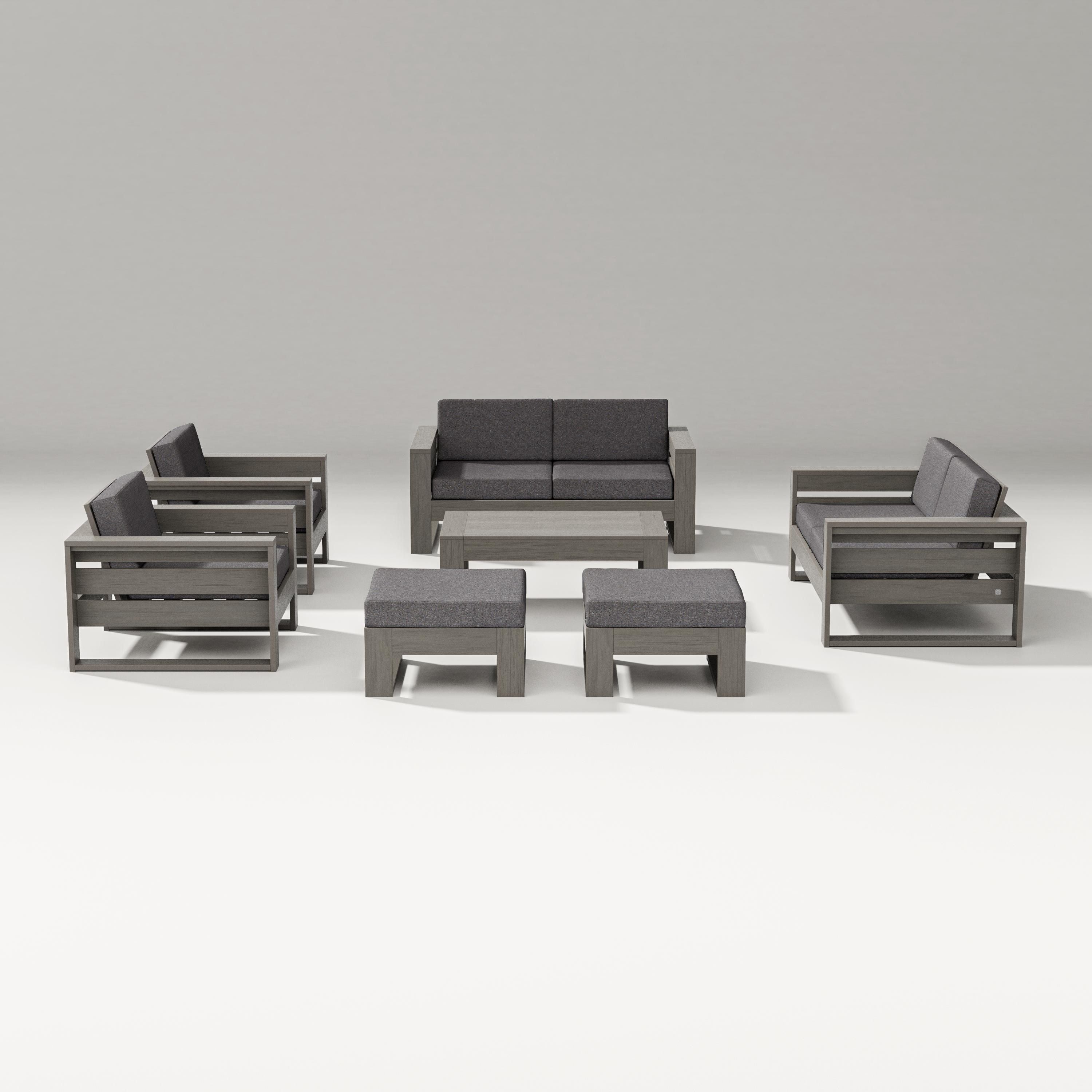 PW Designer Series Latitude 7-Piece Lounge Loveseat Set in Driftwood / Ash Charcoal