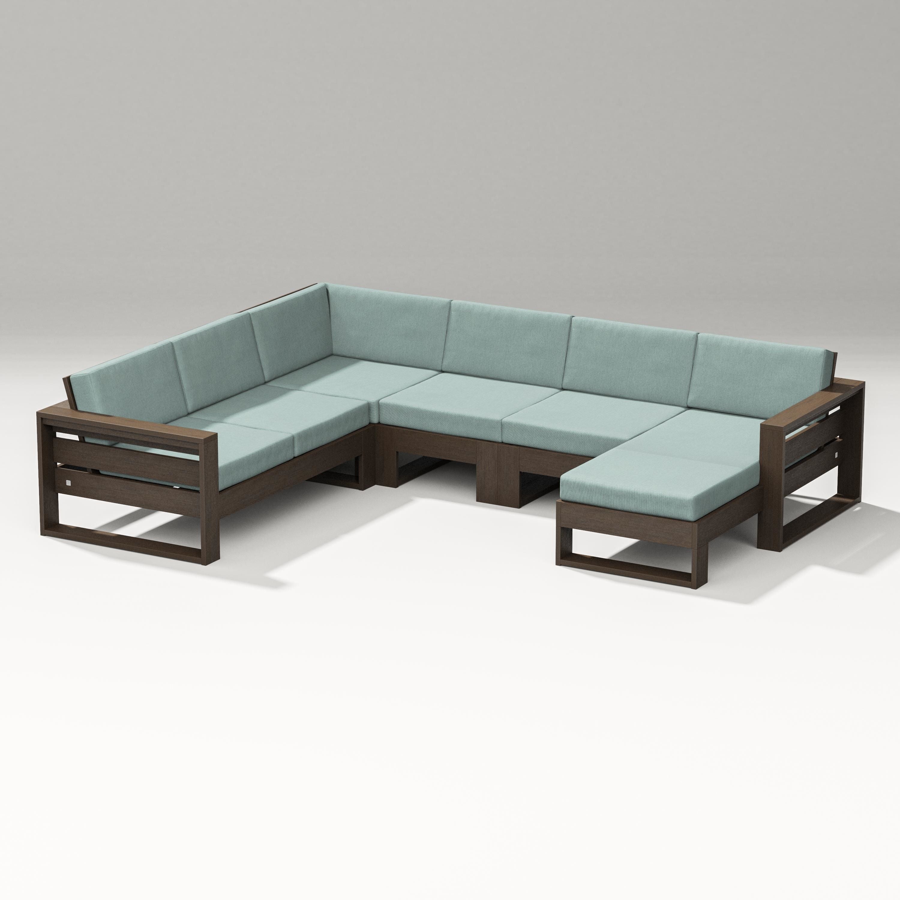 PW Designer Series Latitude Corner Sectional with Right Chaise in Kona / Glacier Spa
