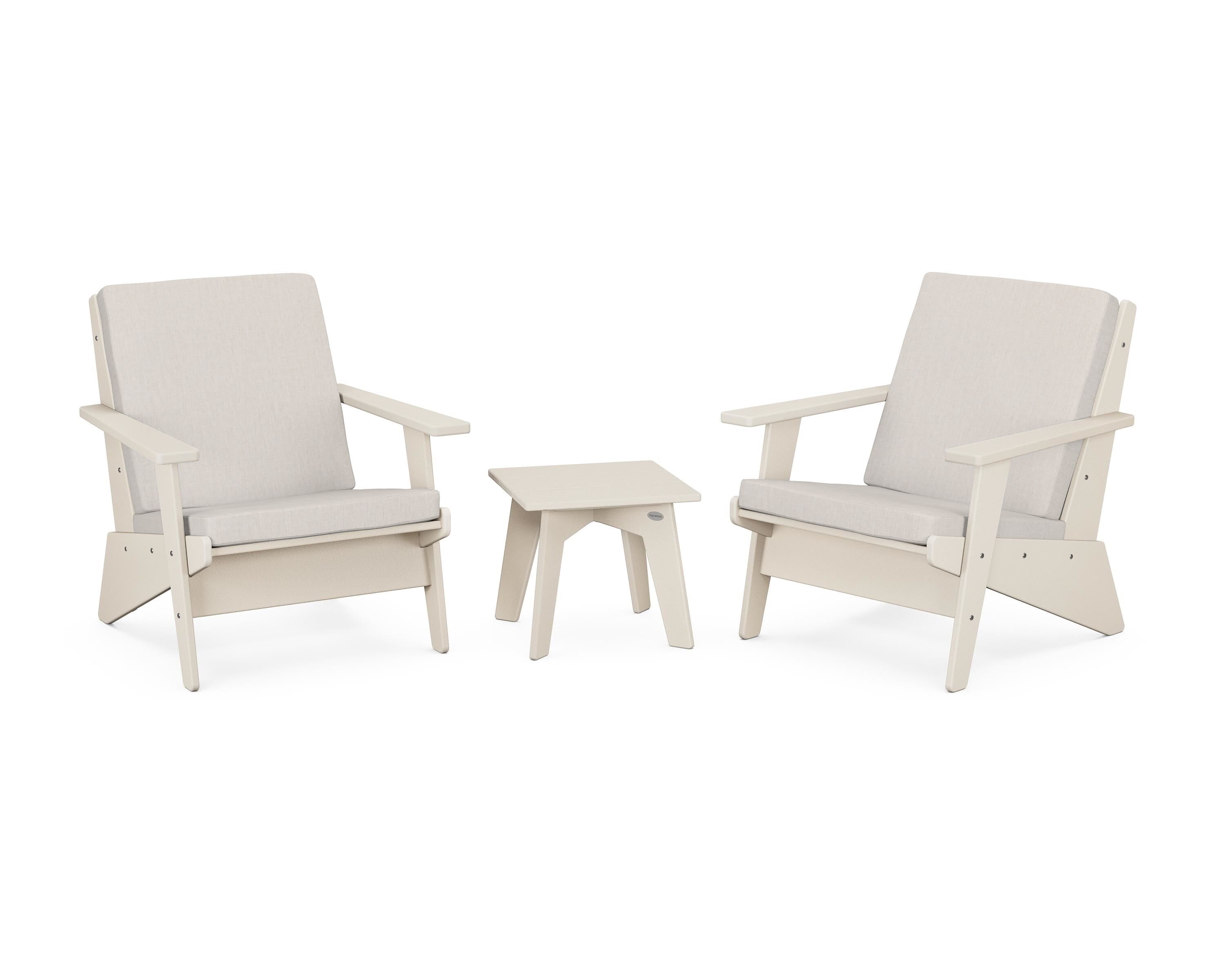 POLYWOOD Riviera Modern Lounge 3-Piece Set in Sand / Cast Ash