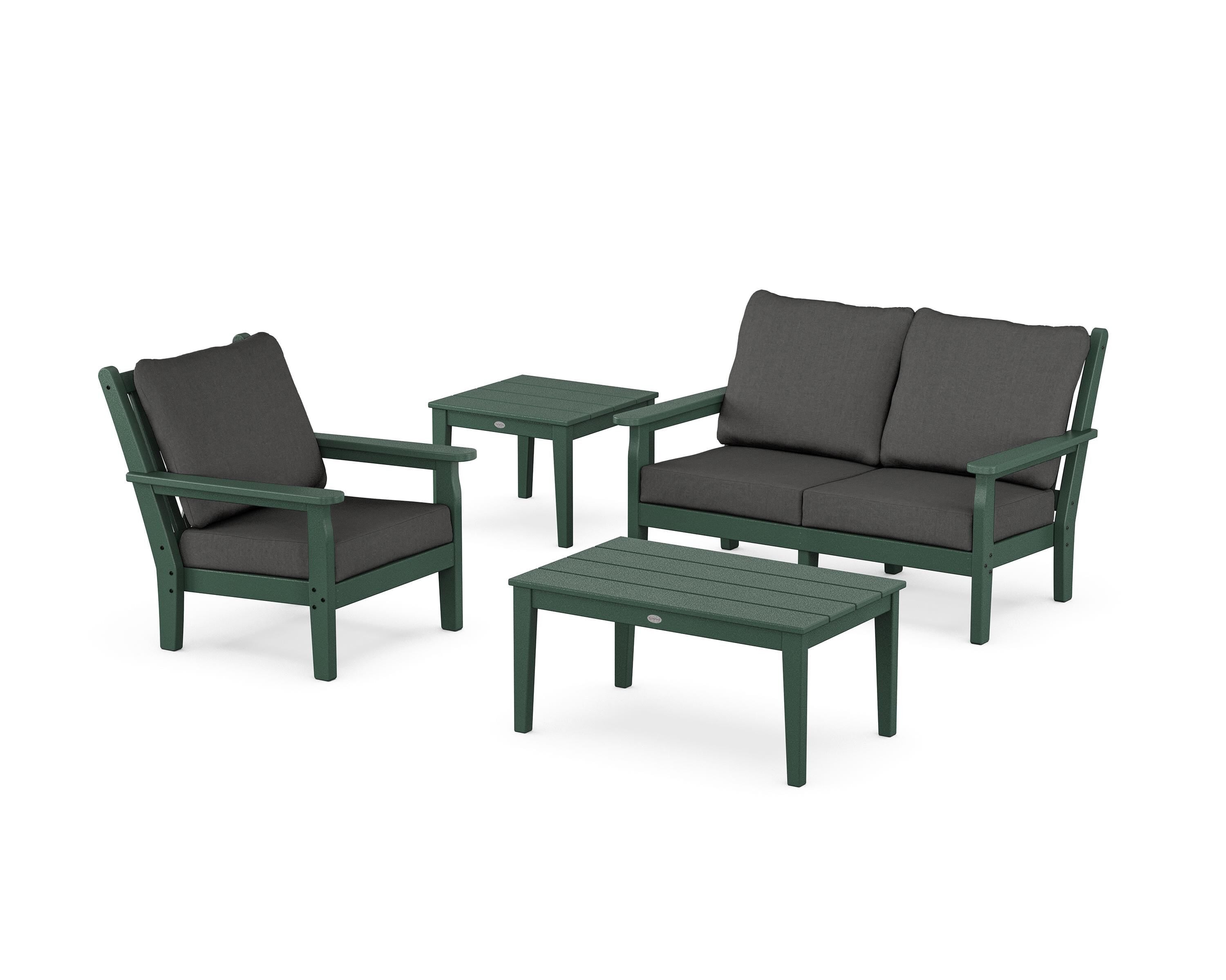 POLYWOOD Chippendale 4-Piece Deep Seating Set in Green / Spectrum Carbon