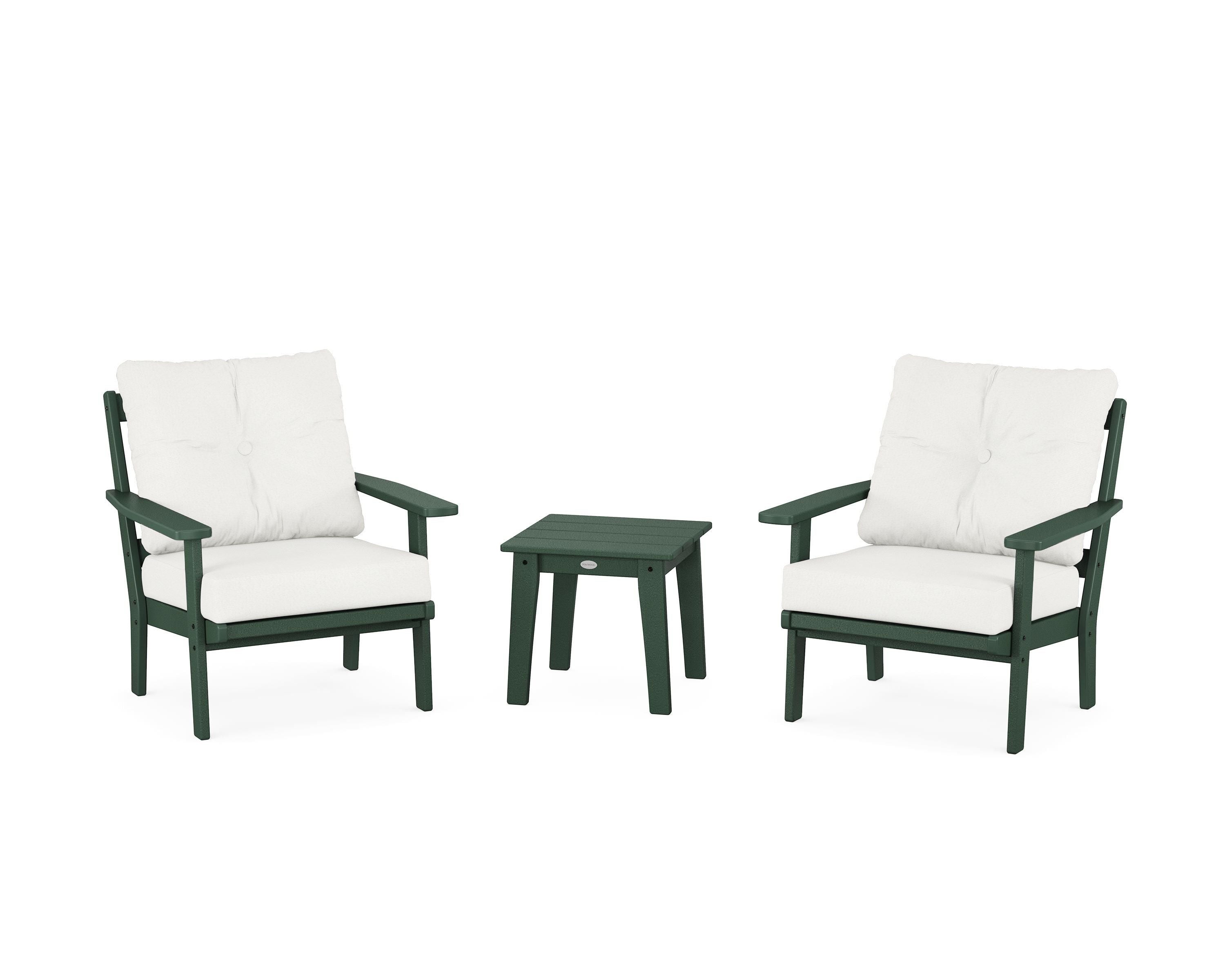 POLYWOOD Prairie 3-Piece Deep Seating Set in Green / Natural Linen