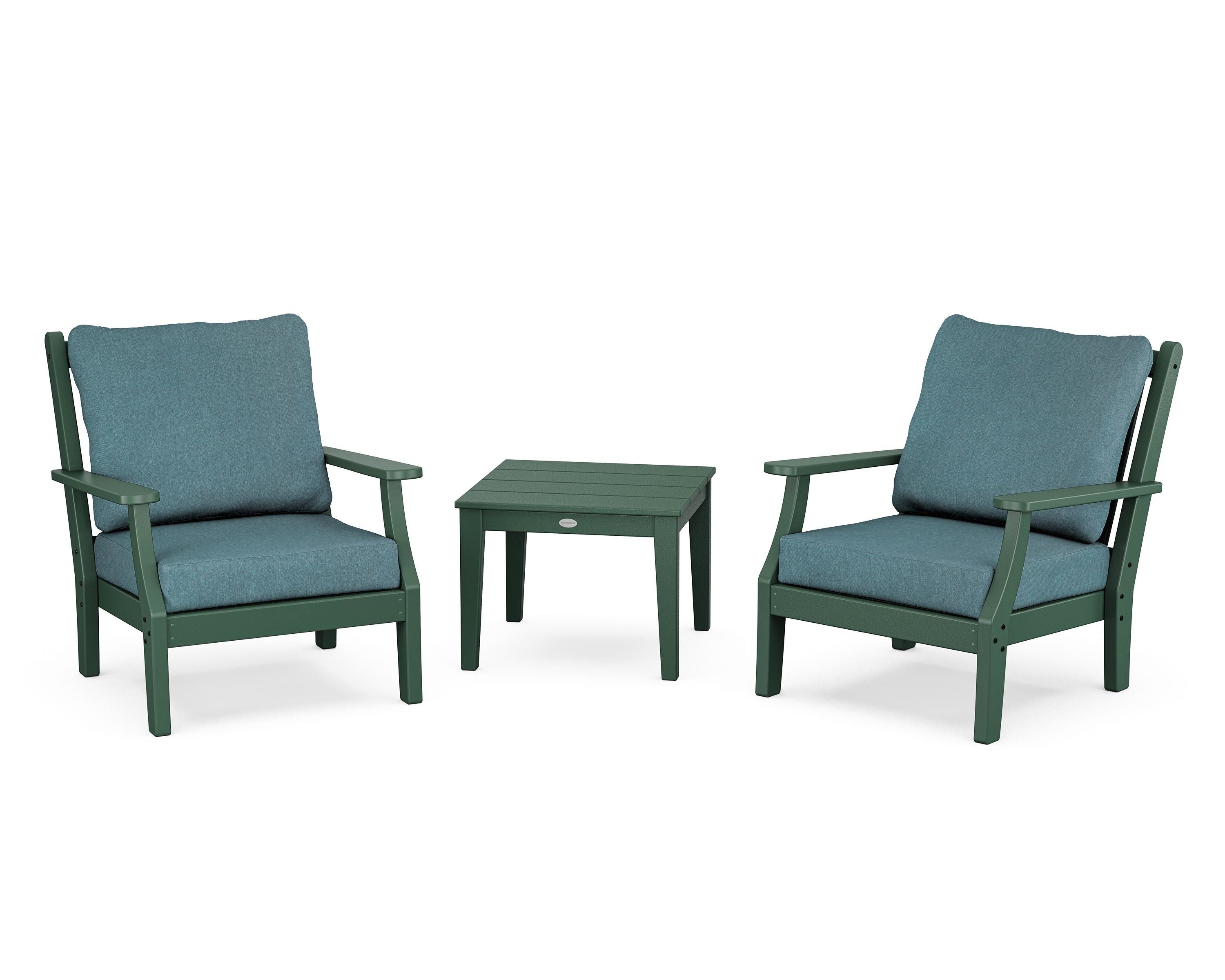Country Living Wovendale 3-Piece Deep Seating Set in Green / Ocean Teal