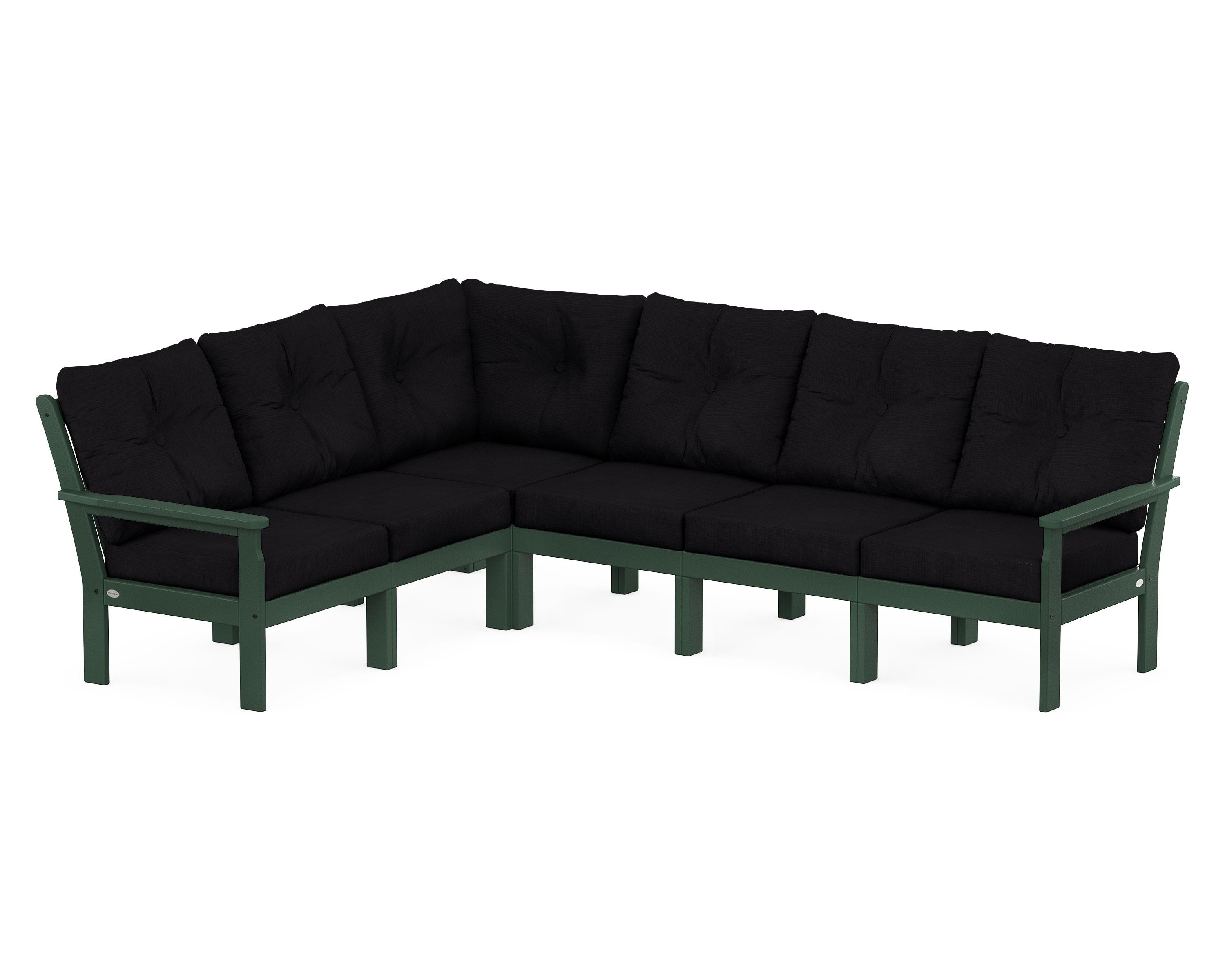 POLYWOOD Vineyard 6-Piece Sectional in Green / Midnight Linen