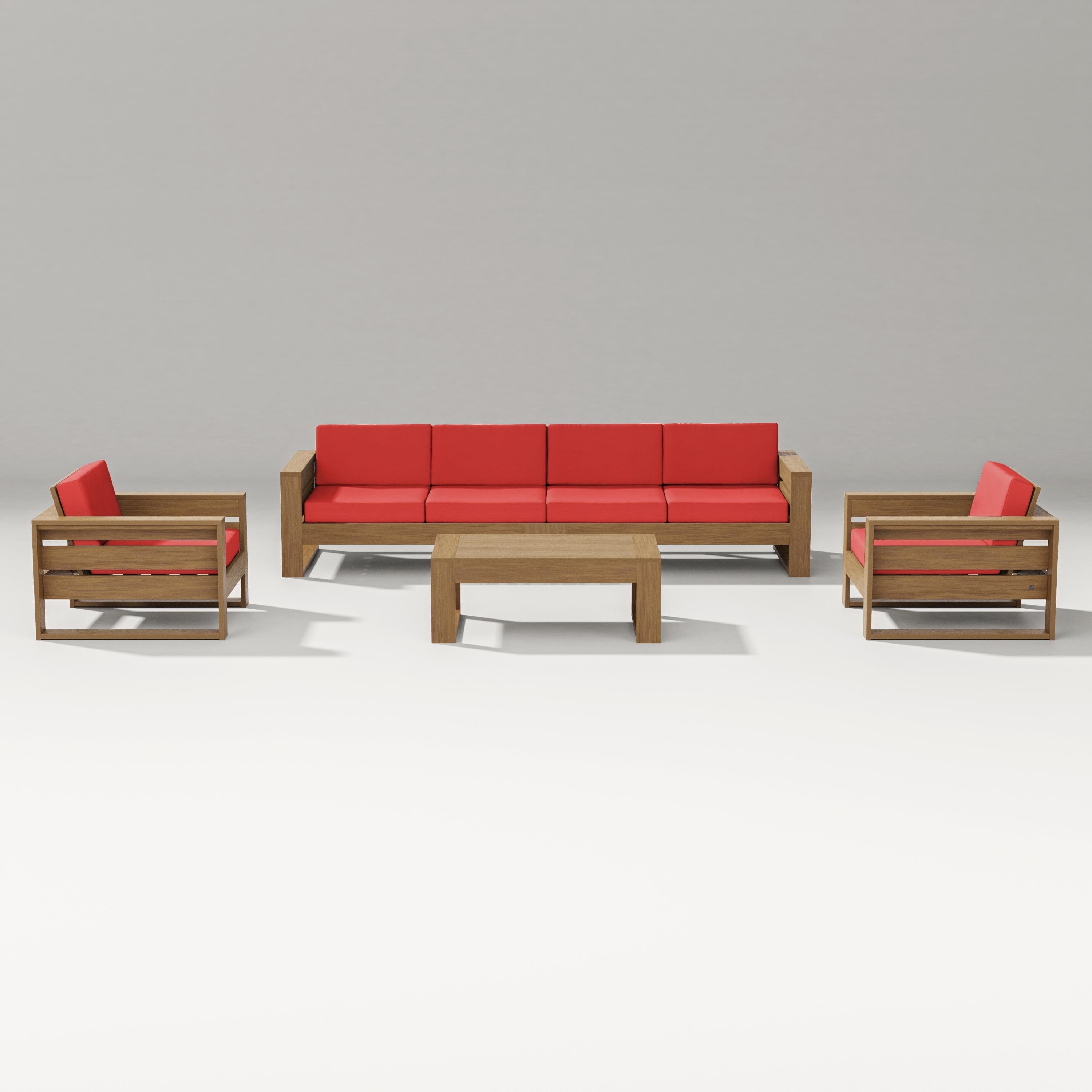 PW Designer Series Latitude 5-Piece Lounge Sofa Set in Natural / Crimson Linen