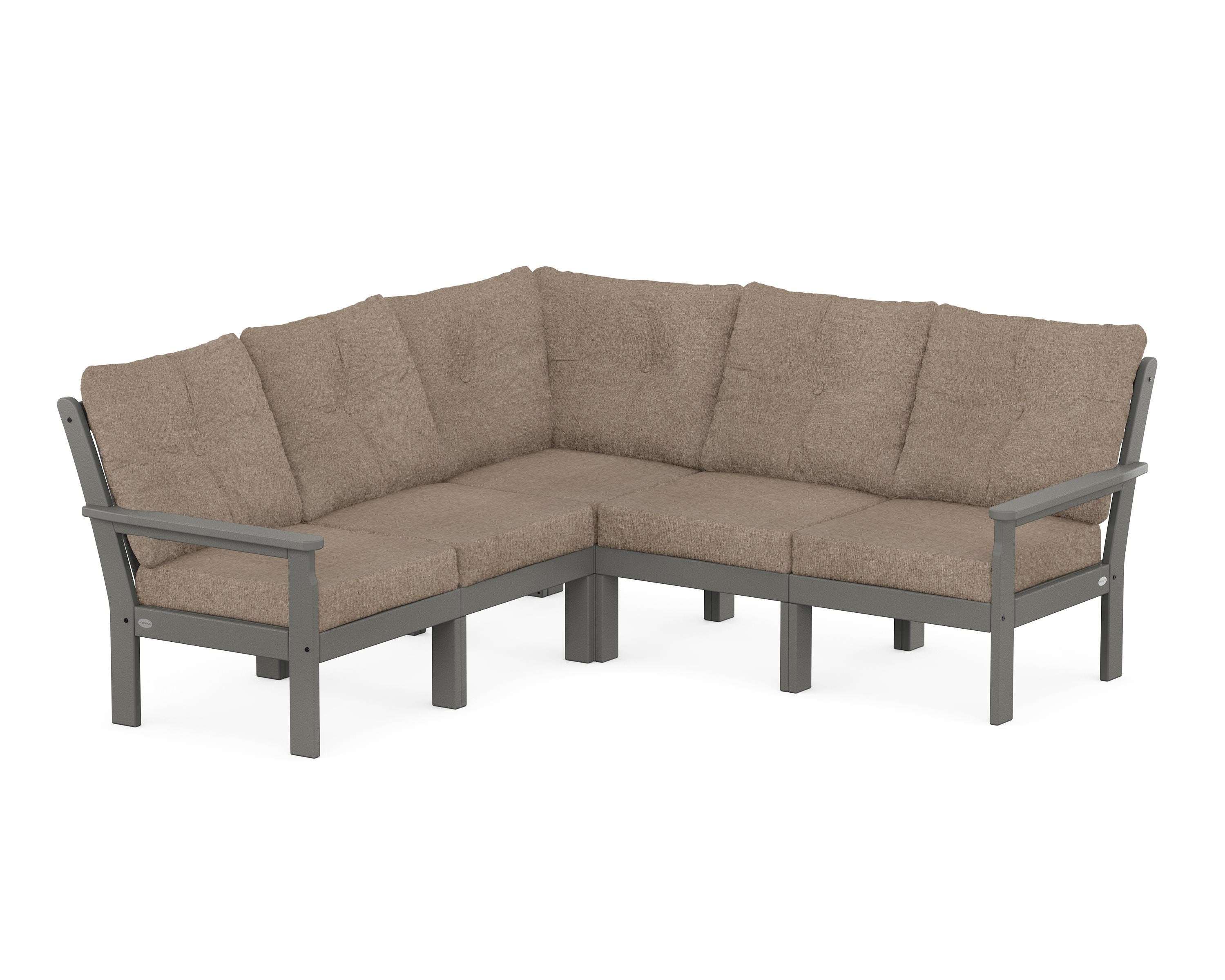 POLYWOOD Vineyard 5-Piece Sectional in Slate Grey / Spiced Burlap