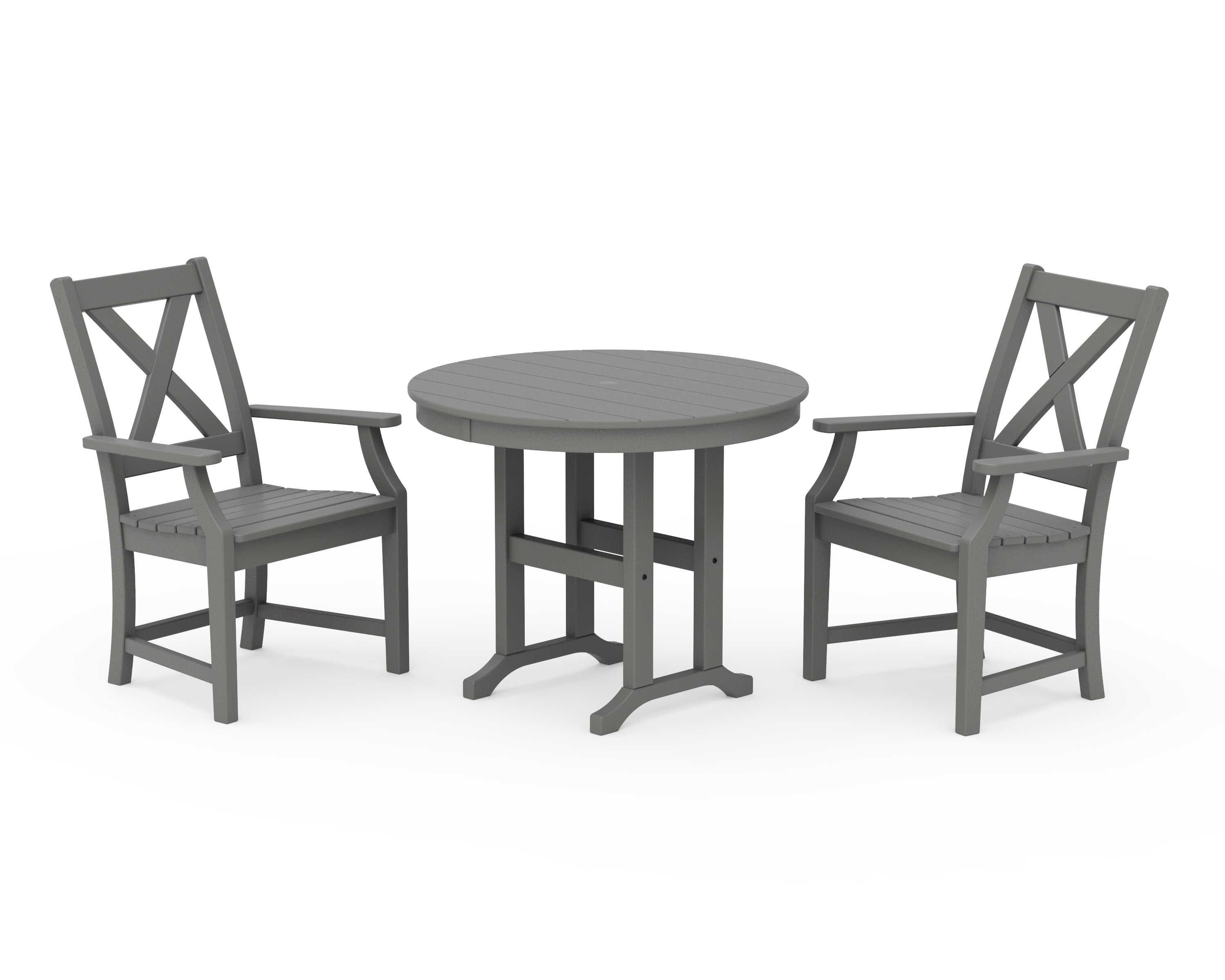 POLYWOOD Braxton 3-Piece Round Dining Set in Slate Grey